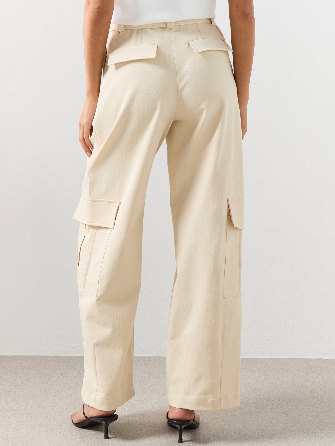 Image 2 of 6 of Mango Belt Cargo Trousers - Cream