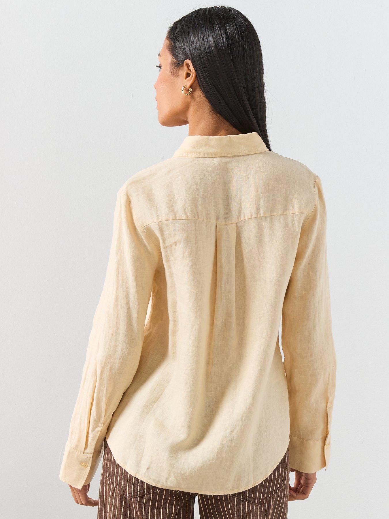 Image 2 of 6 of Mango Pocket Linen Shirt - Yellow