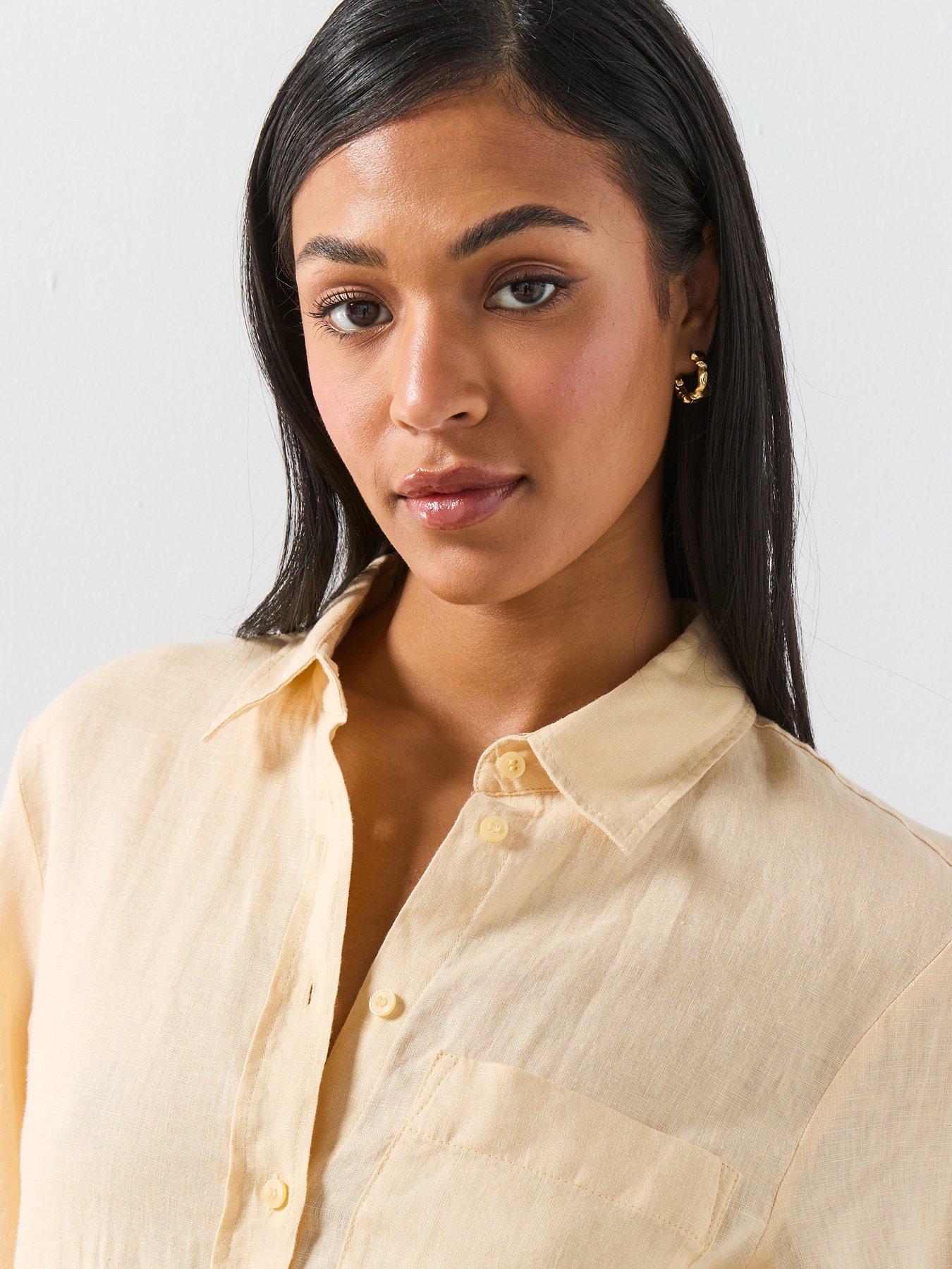 Image 5 of 6 of Mango Pocket Linen Shirt - Yellow