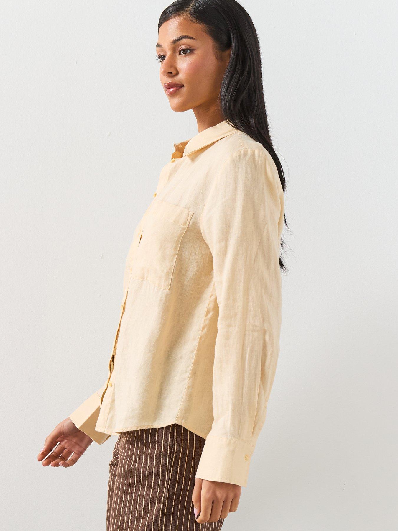 Image 6 of 6 of Mango Pocket Linen Shirt - Yellow