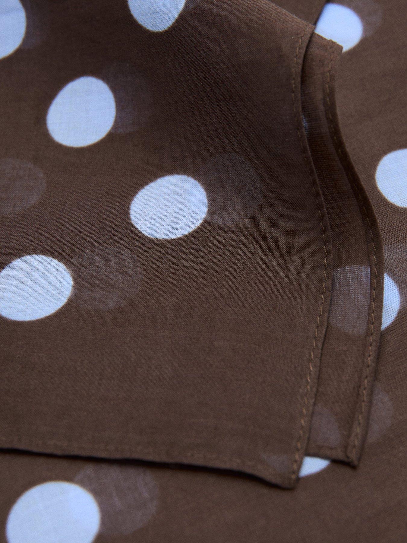 Image 2 of 3 of Mango Polka Dot Print Scarf - Brown