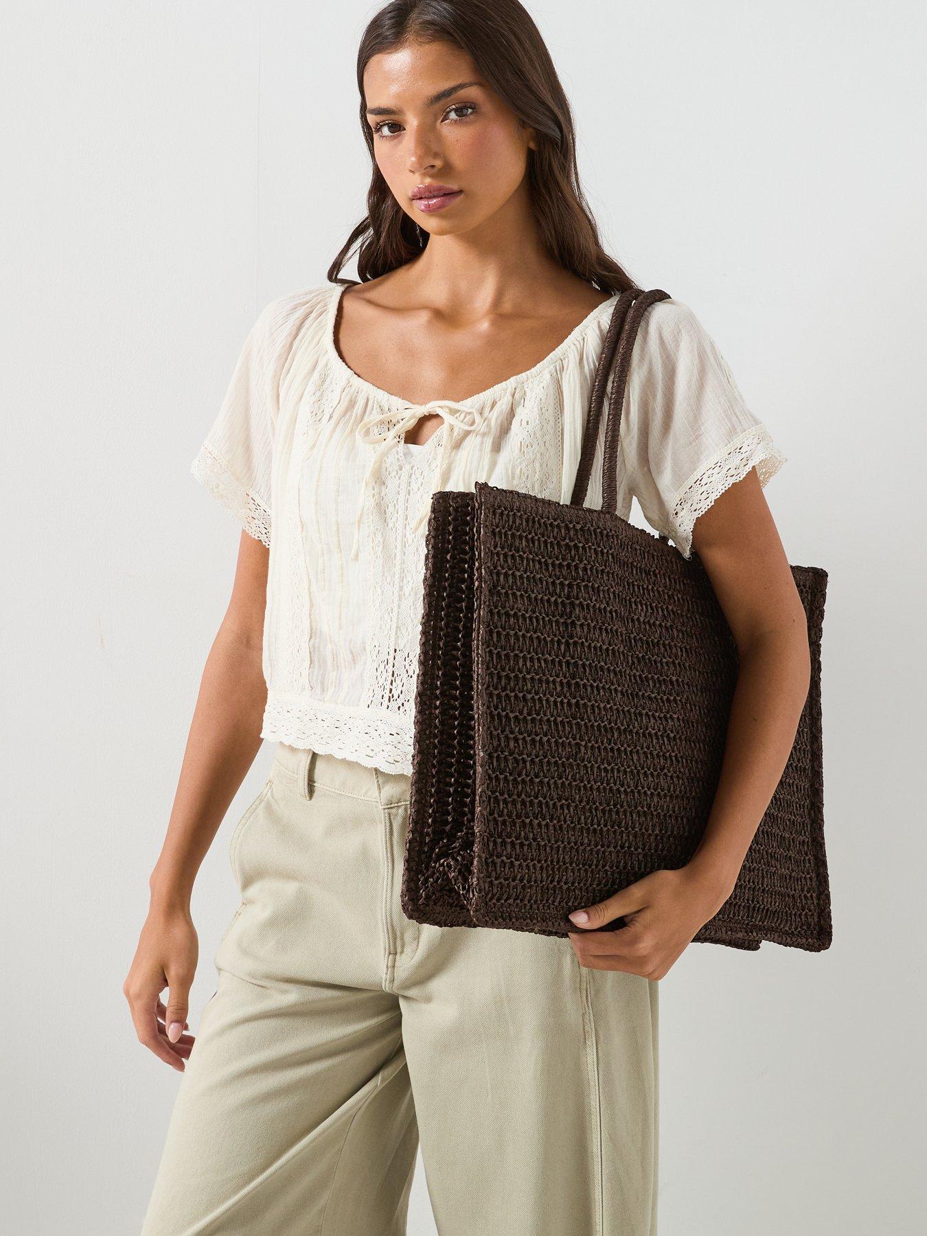 Mango Natural Fibre Tote Bag - Chocolate