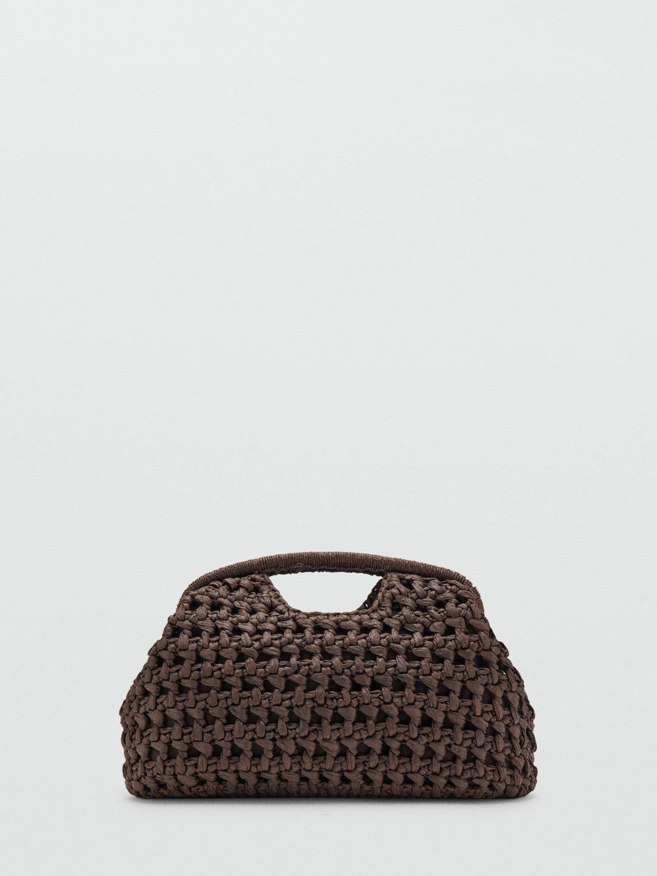 Image 3 of 6 of Mango Natural Fibre Handbag - Brown
