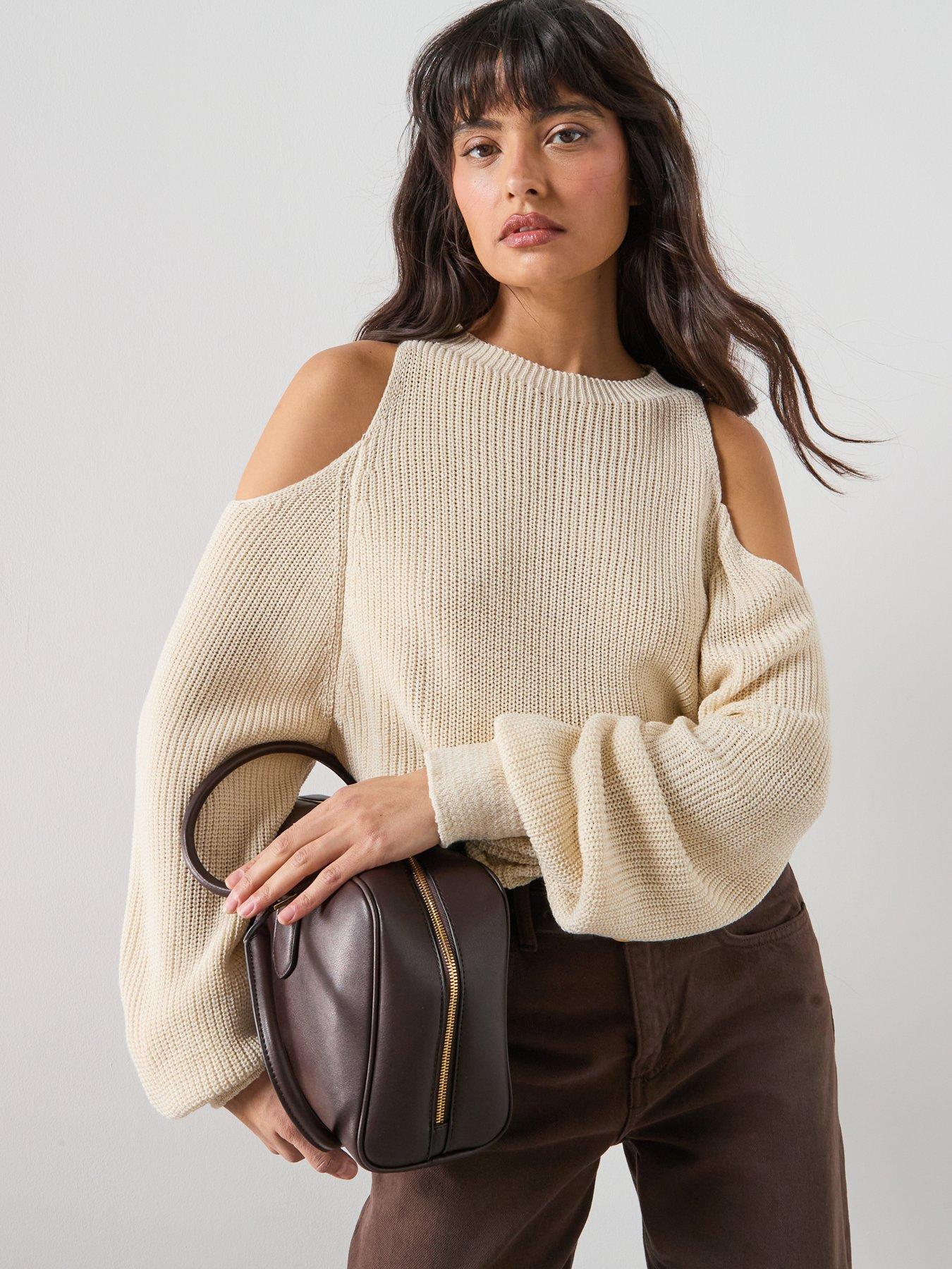 mango-off-the-shoulder-knitted-sweater-beigefront