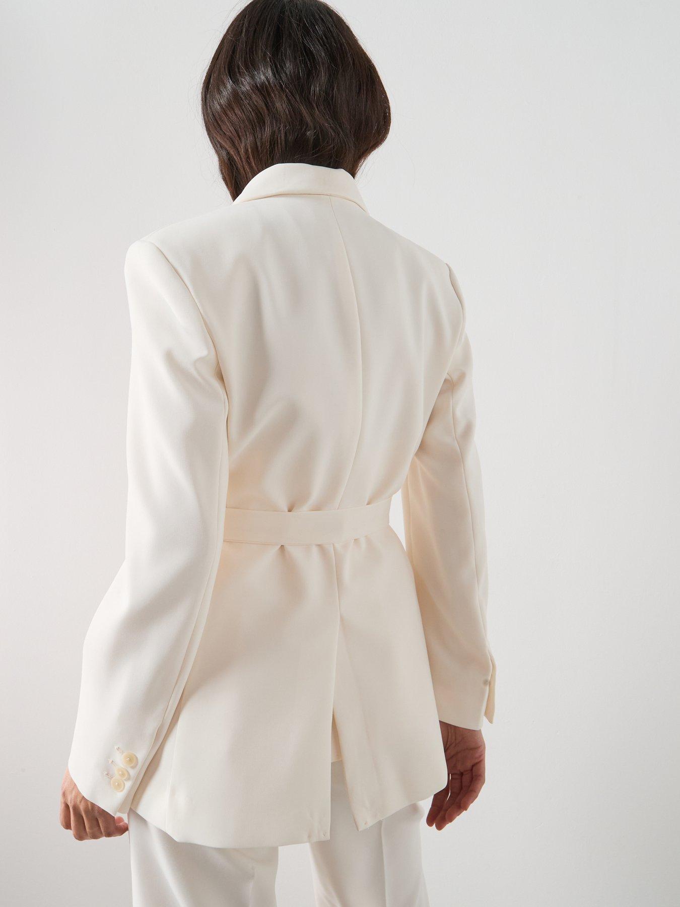 Image 2 of 6 of Mango Tie Waist Blazer - Cream