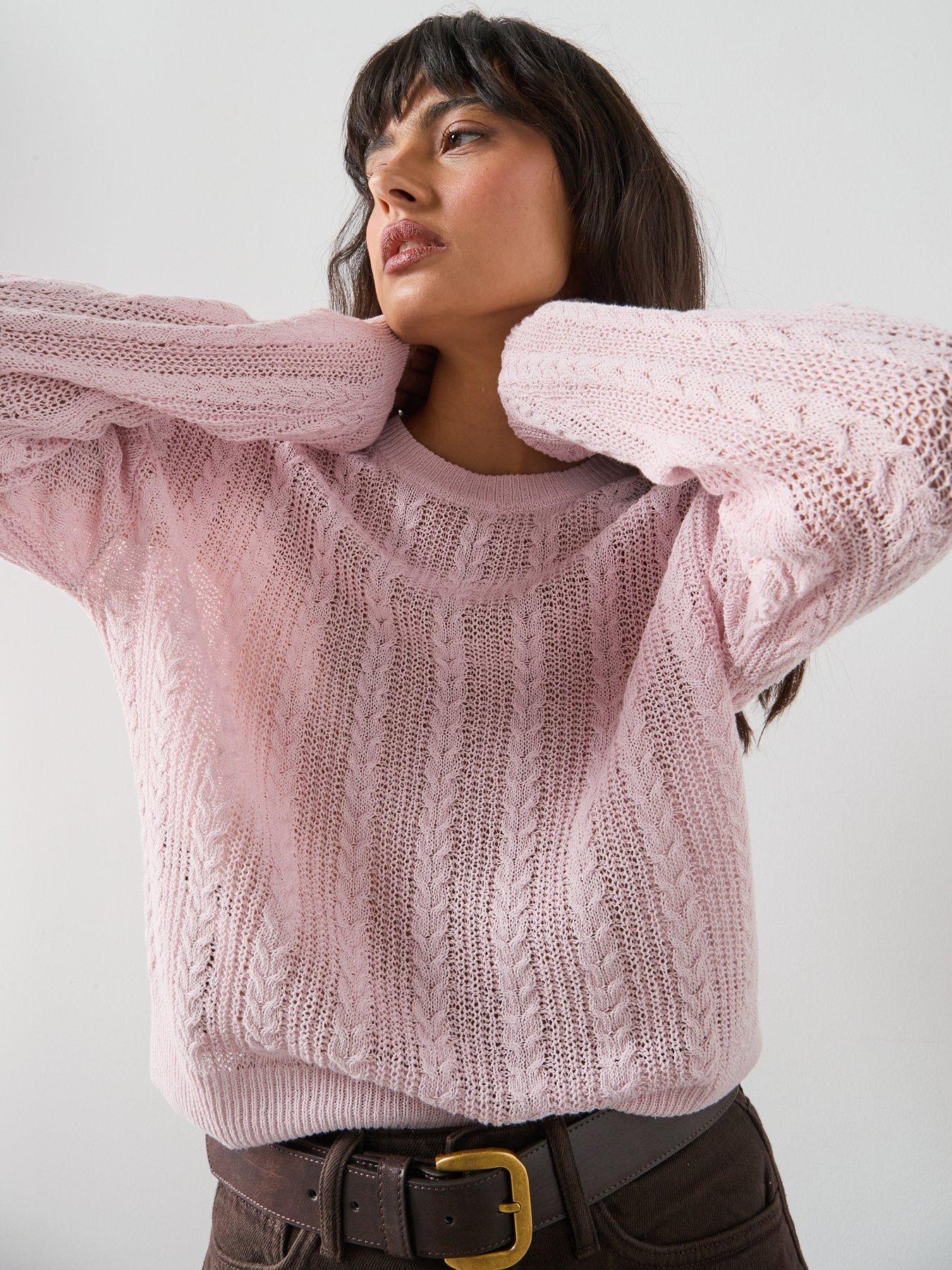 Mango Openwork Knit Sweater - Light Purple
