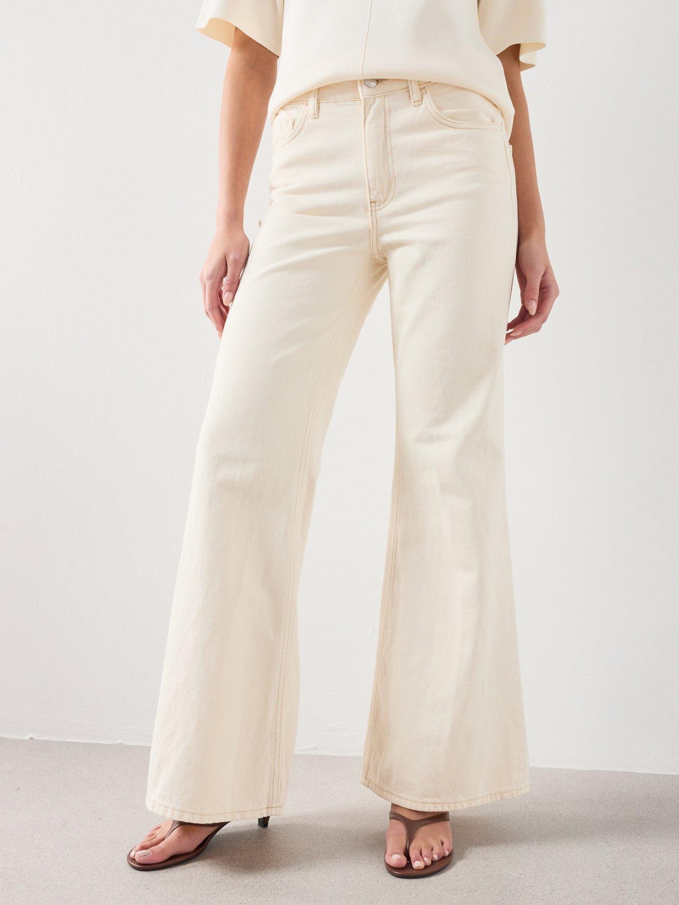 Image 1 of 6 of Mango Mid-rise Flared Jeans - Cream