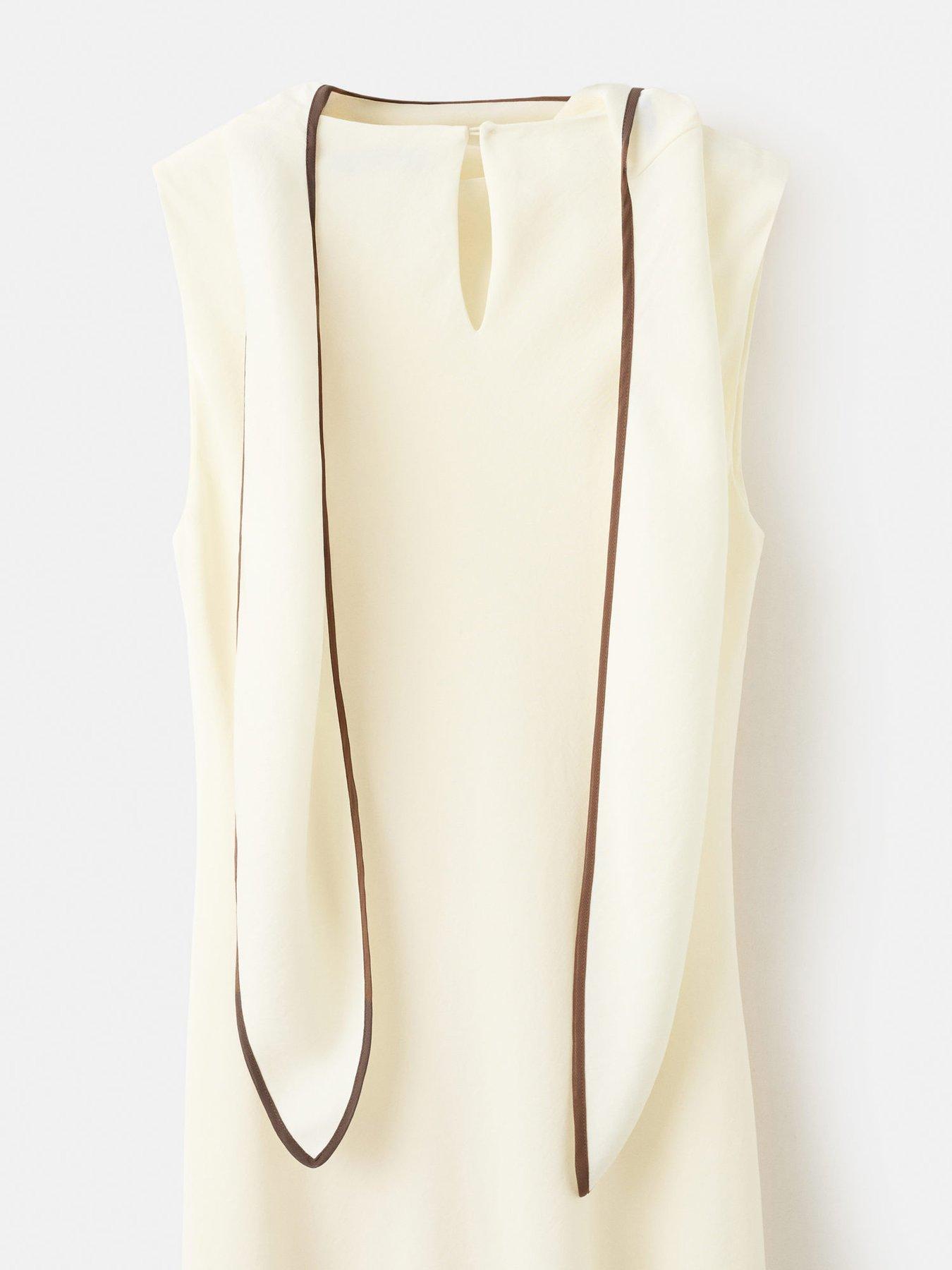 Image 5 of 6 of Mango Scarf Detail Dress - Vanilla
