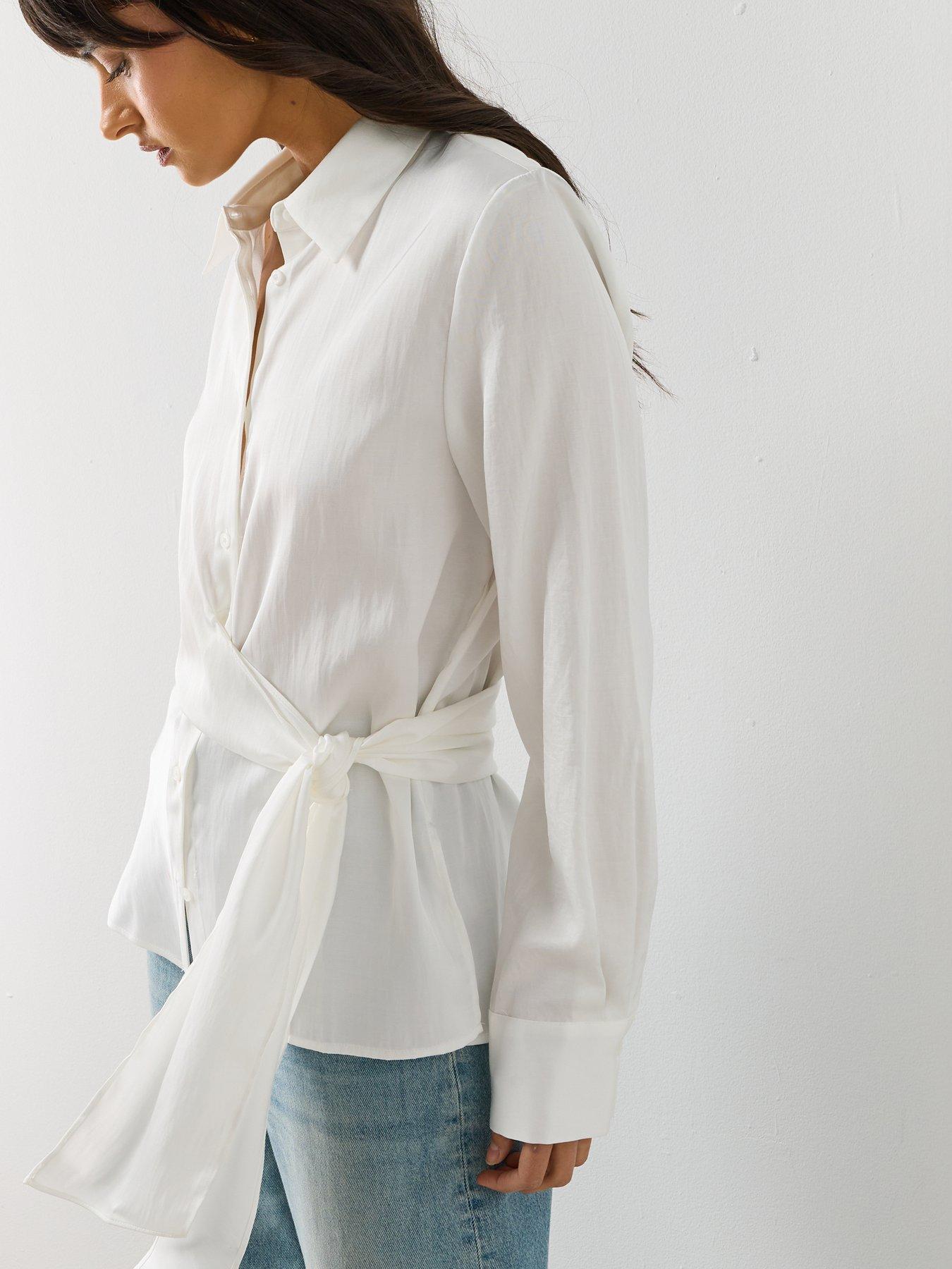 Image 4 of 6 of Mango Side Knot Blouse - White
