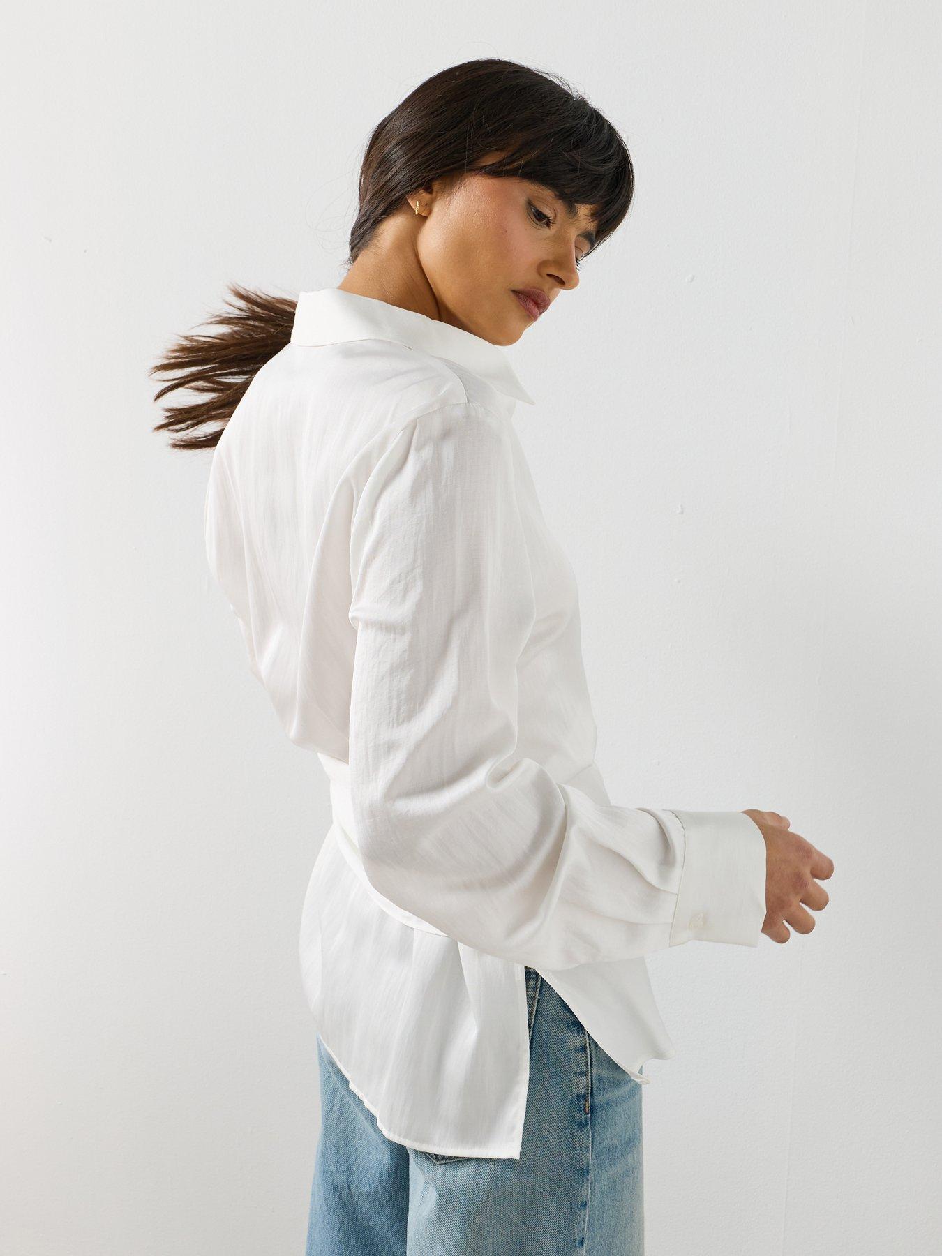 Image 5 of 6 of Mango Side Knot Blouse - White