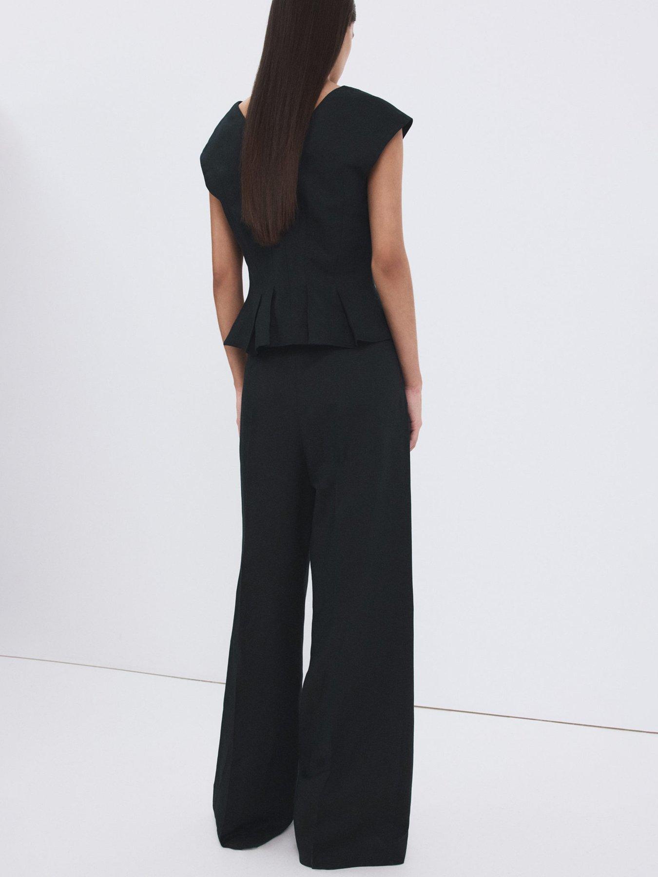 Image 4 of 6 of Mango Straight-fit Linen Trousers With Pleats - Navy