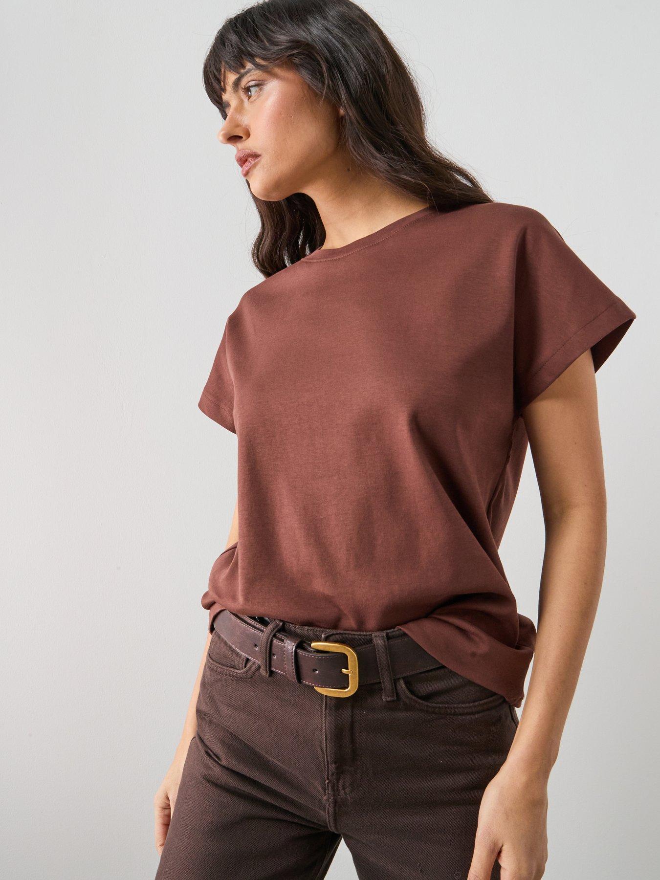 mango-short-sleeved-cotton-t-shirt-russet