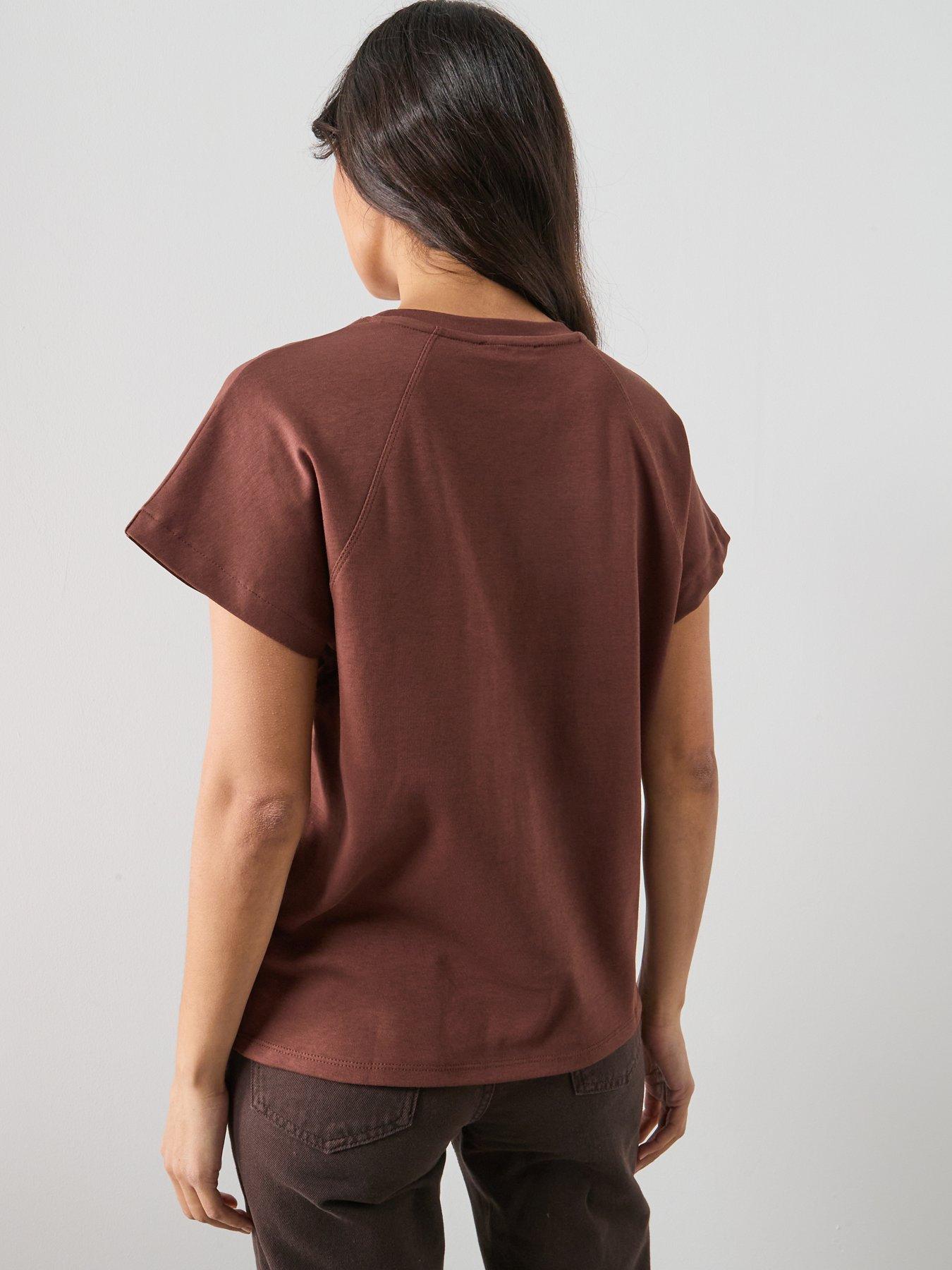 Image 2 of 5 of Mango Short-sleeved Cotton T-shirt - Brown