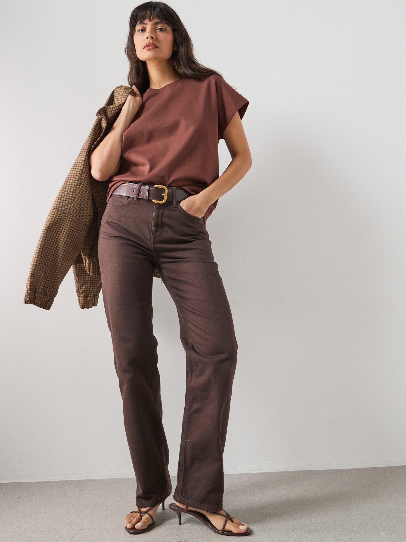 Image 3 of 5 of Mango Short-sleeved Cotton T-shirt - Brown
