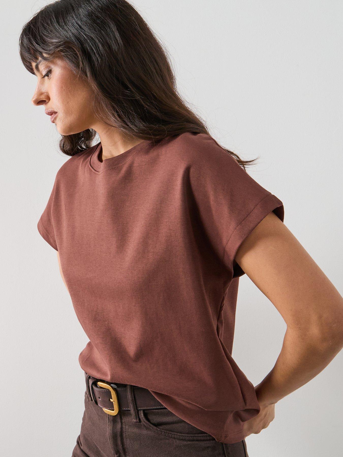Image 4 of 5 of Mango Short-sleeved Cotton T-shirt - Brown