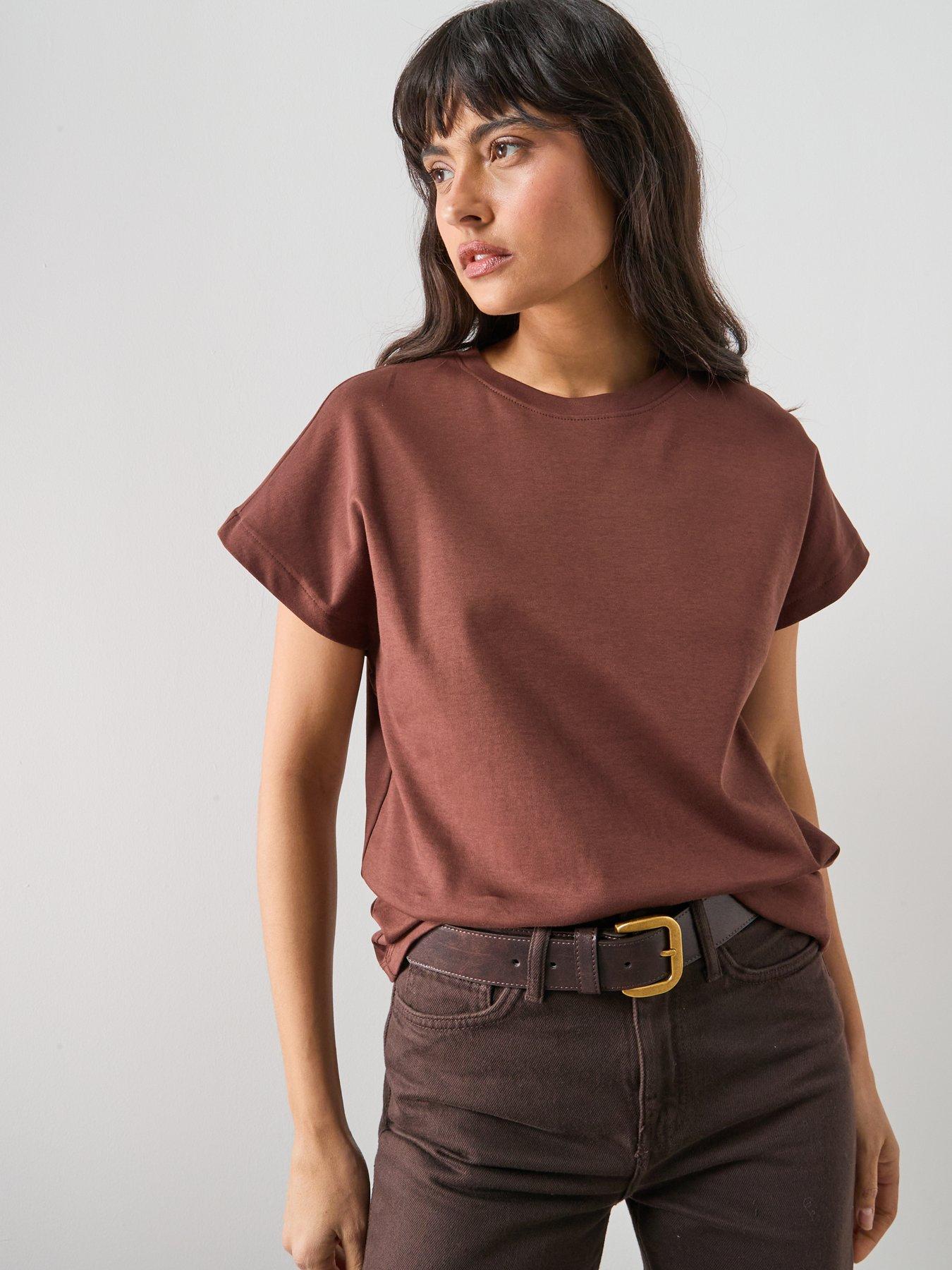 Image 5 of 5 of Mango Short-sleeved Cotton T-shirt - Brown