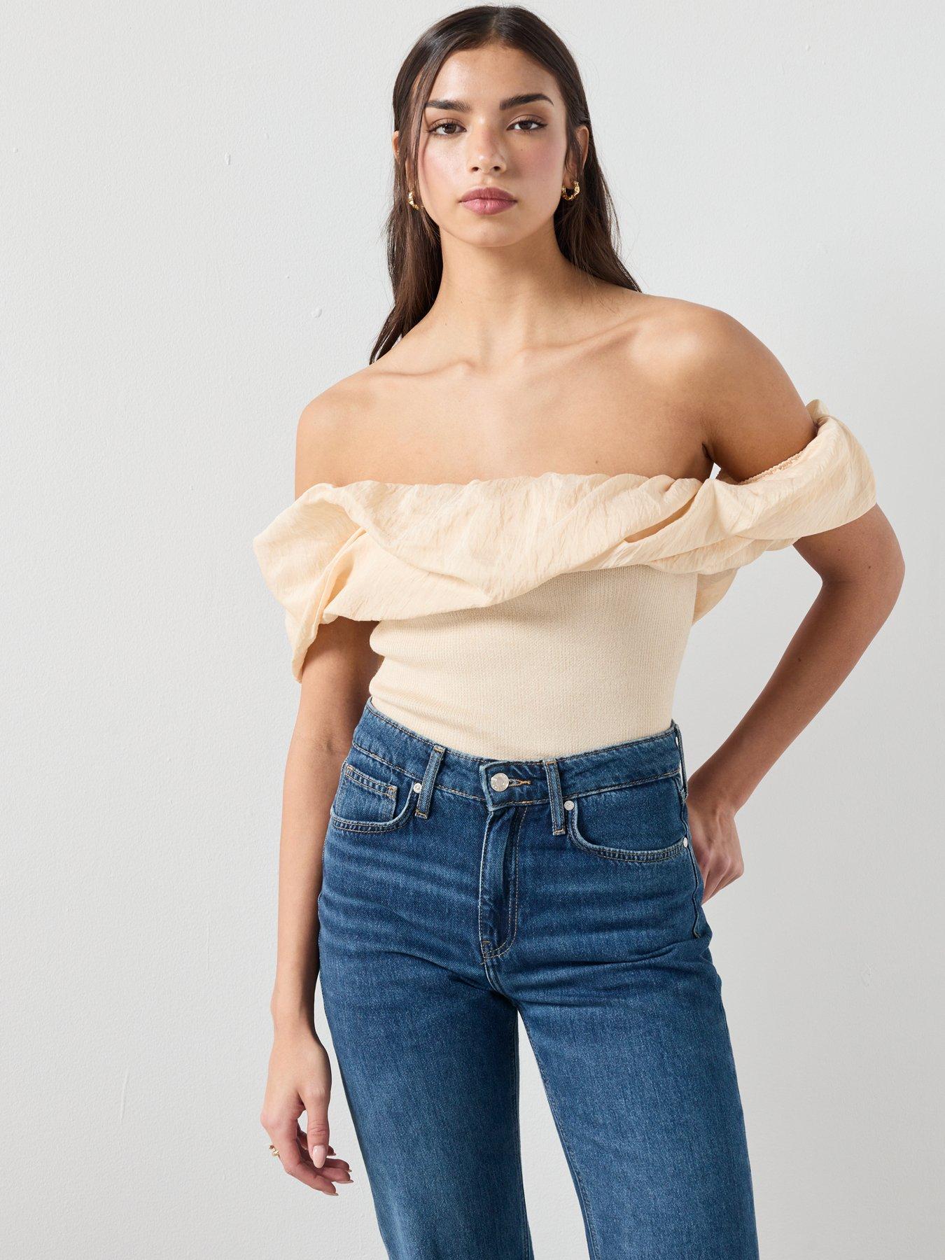 Image 6 of 6 of Mango Strapless Knitted Top - Ecru