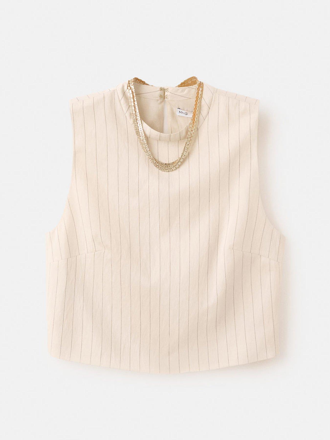 Image 7 of 7 of Mango Chain Detail Top - White