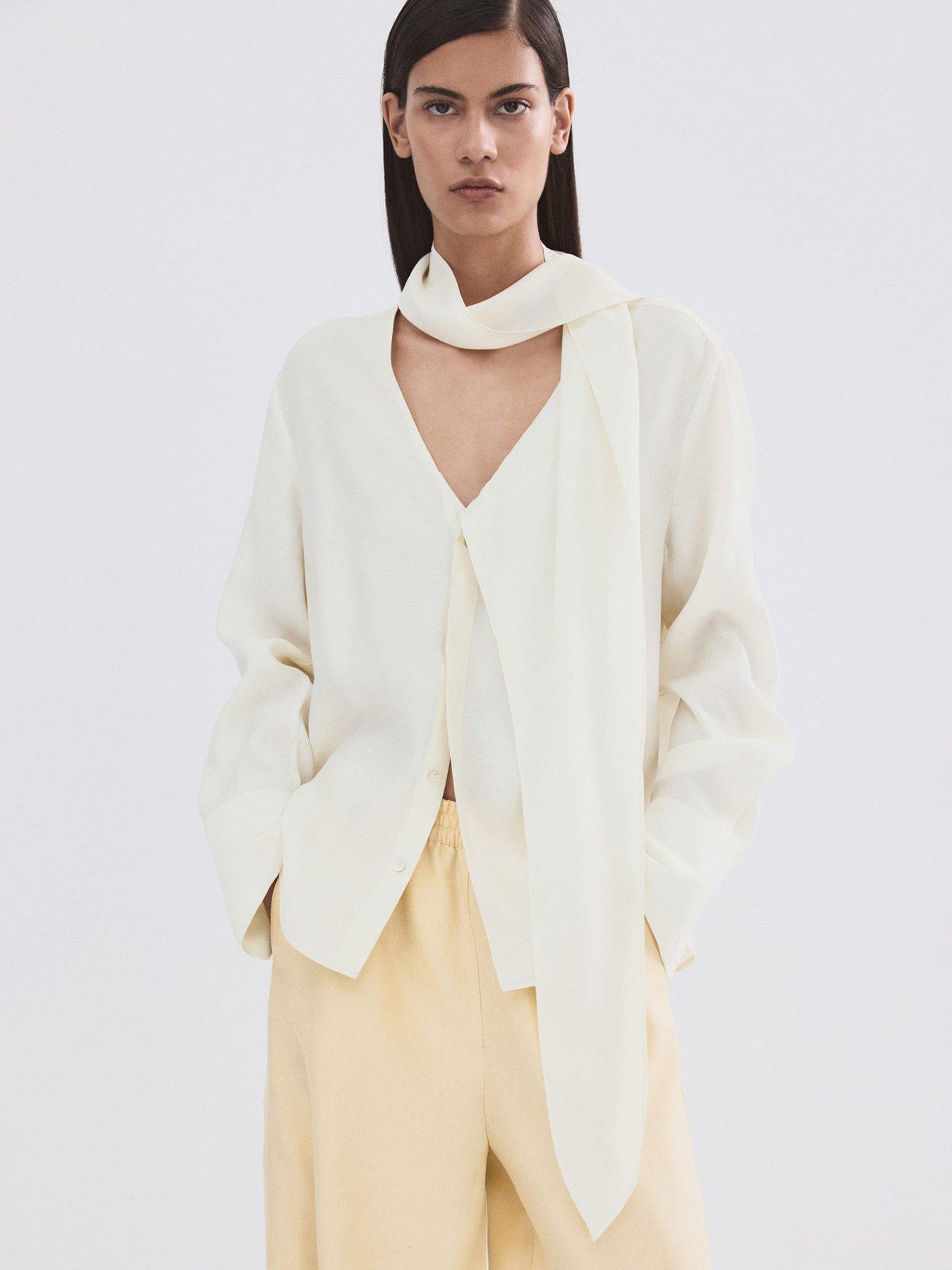 mango-scarf-collar-blouse-ecru