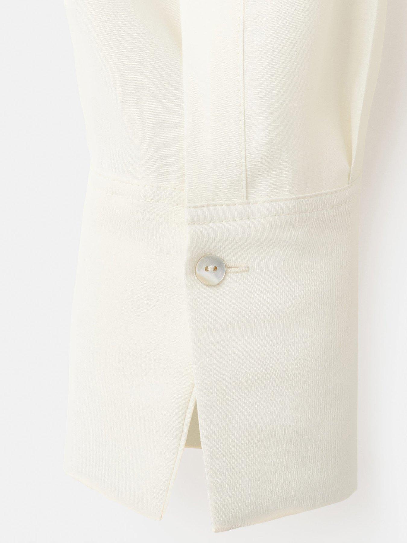 Image 6 of 7 of Mango Scarf Collar Blouse - Cream