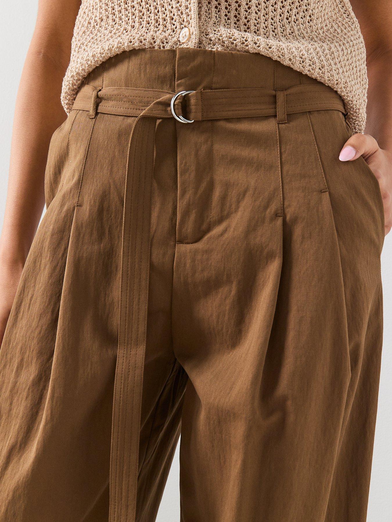 Image 4 of 6 of Mango Trousers With Belt Loops - Khaki