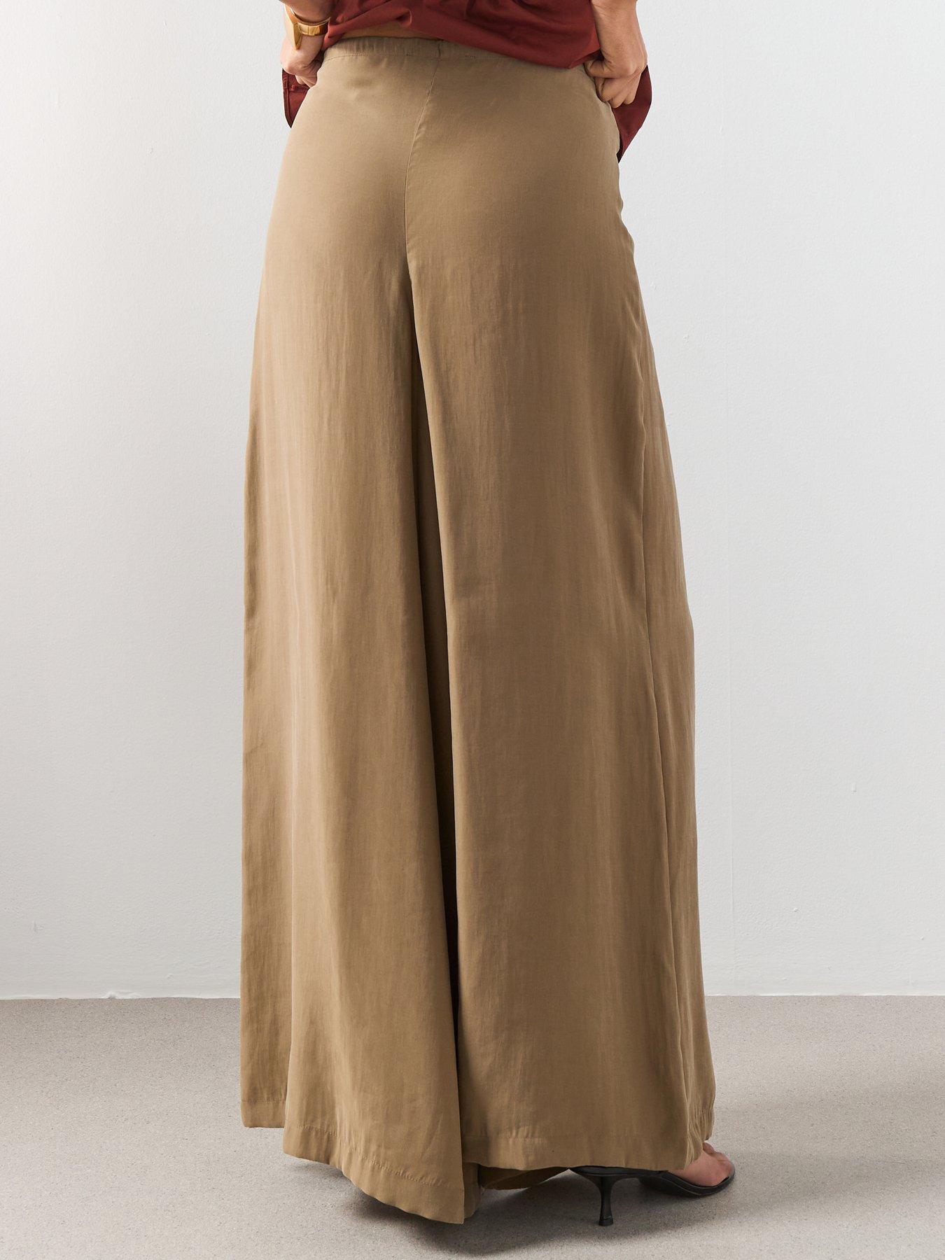Image 2 of 6 of Mango High-Rise Wide Leg Trousers - Khaki