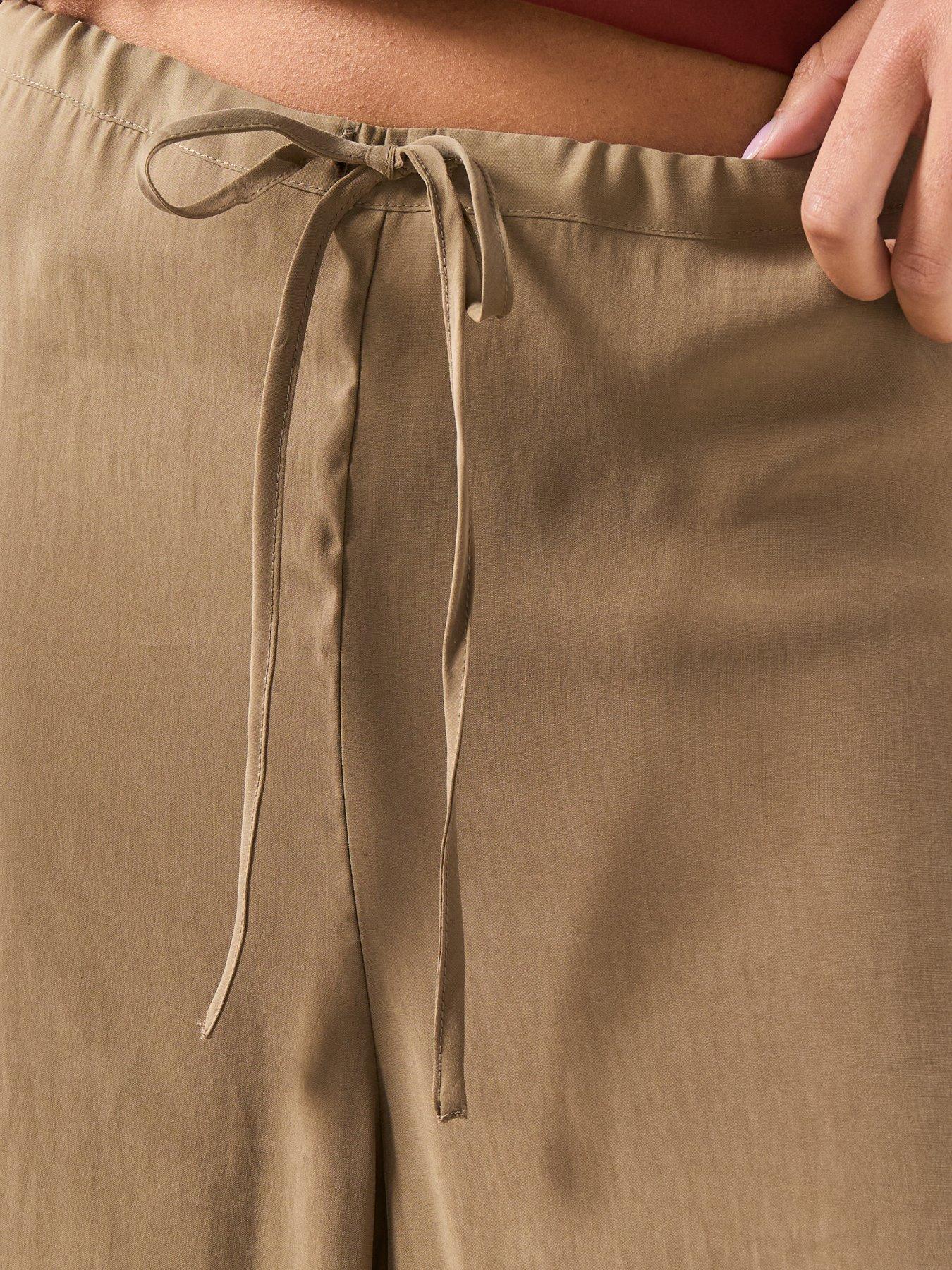 Image 4 of 6 of Mango High-Rise Wide Leg Trousers - Khaki