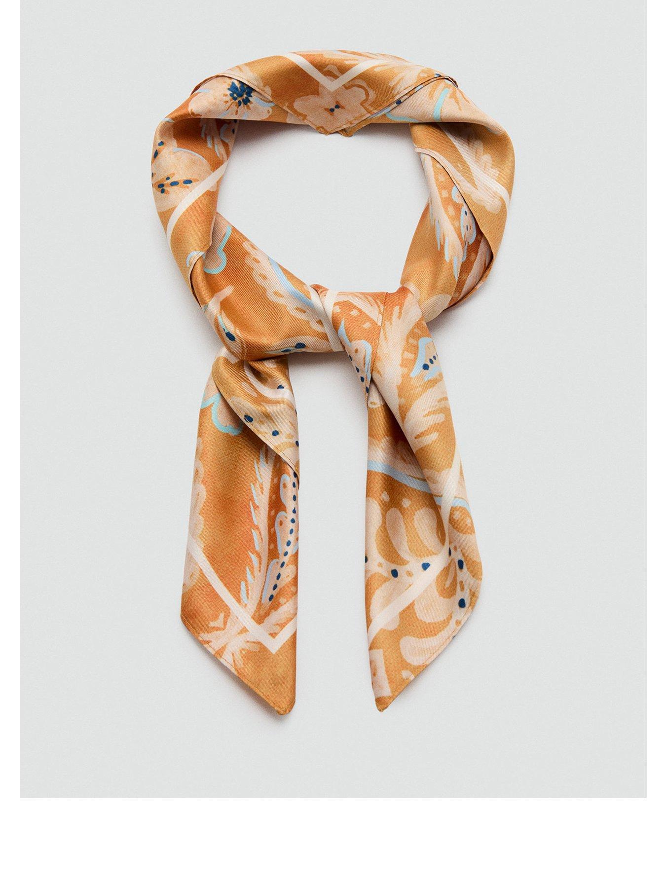 mango-floral-print-scarf-orangefront
