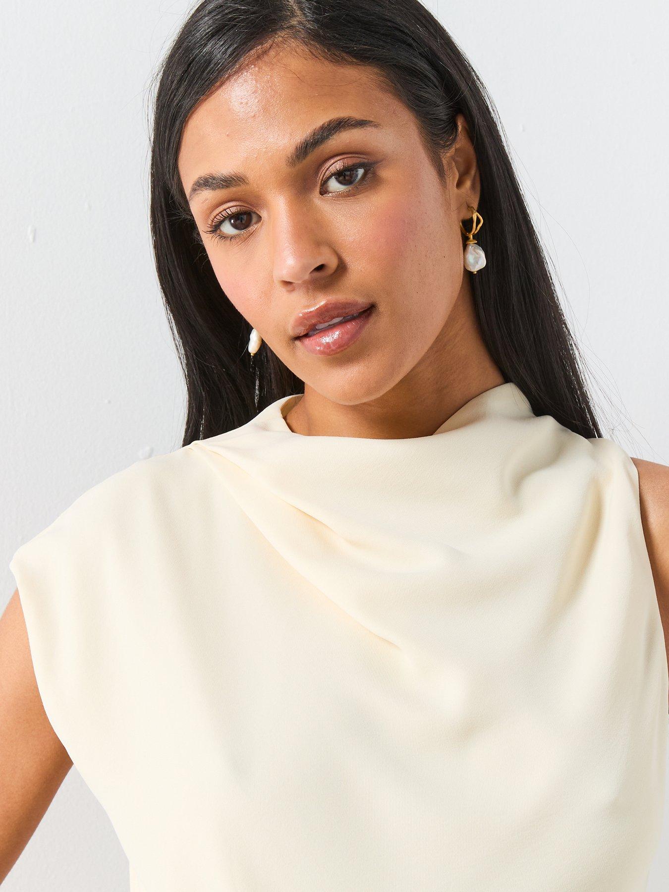Image 4 of 6 of Mango Asymmetric Long Jumpsuit - Ecru