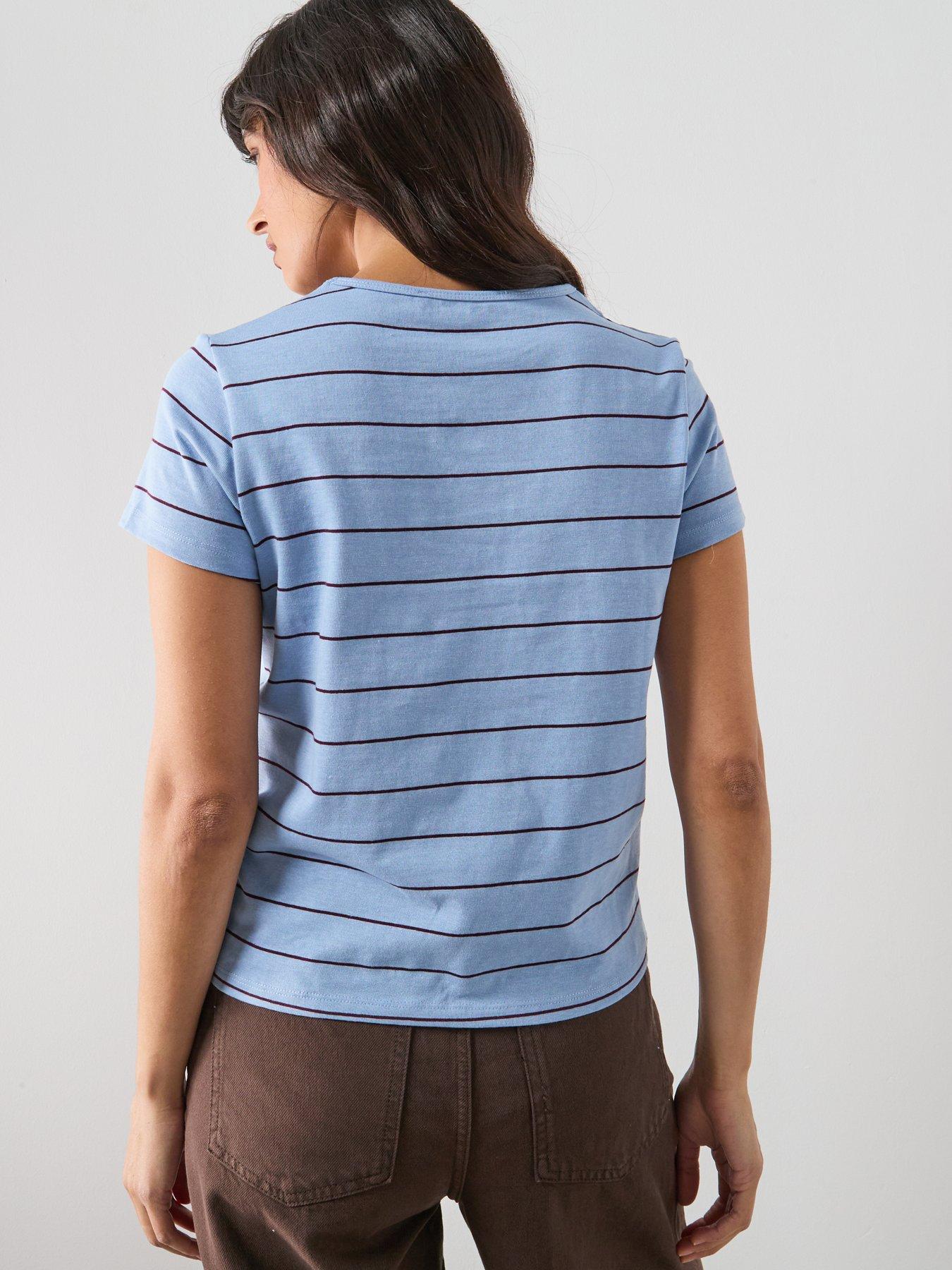 Image 2 of 6 of Mango Striped Cotton T-shirt - Blue