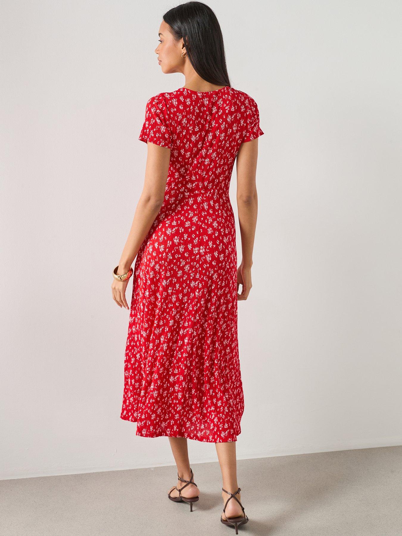 Image 2 of 6 of Mango Printed Midi-dress - Red
