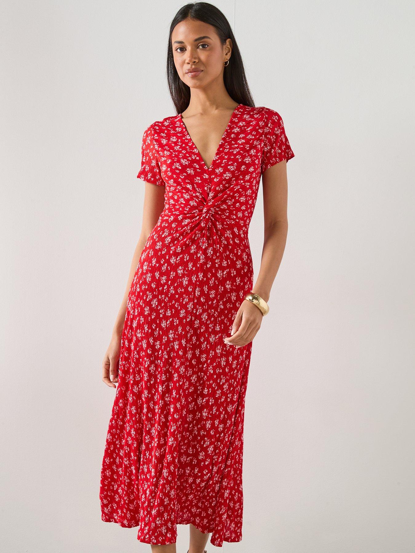 Image 3 of 6 of Mango Printed Midi-dress - Red