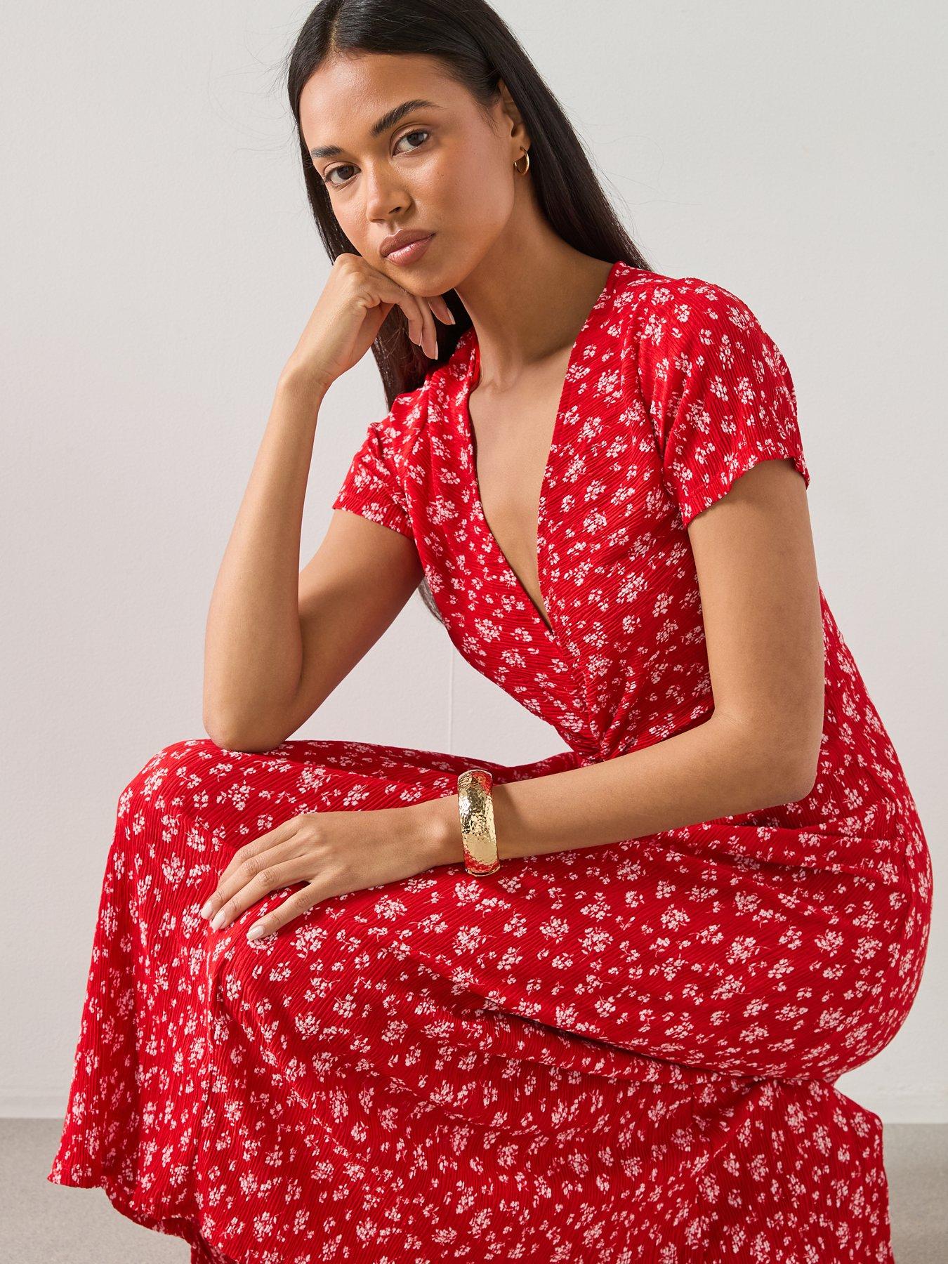 Image 6 of 6 of Mango Printed Midi-dress - Red