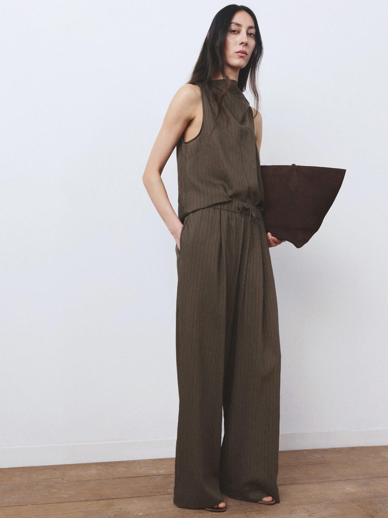 Image 2 of 7 of Mango Striped Foulard Top - Brown