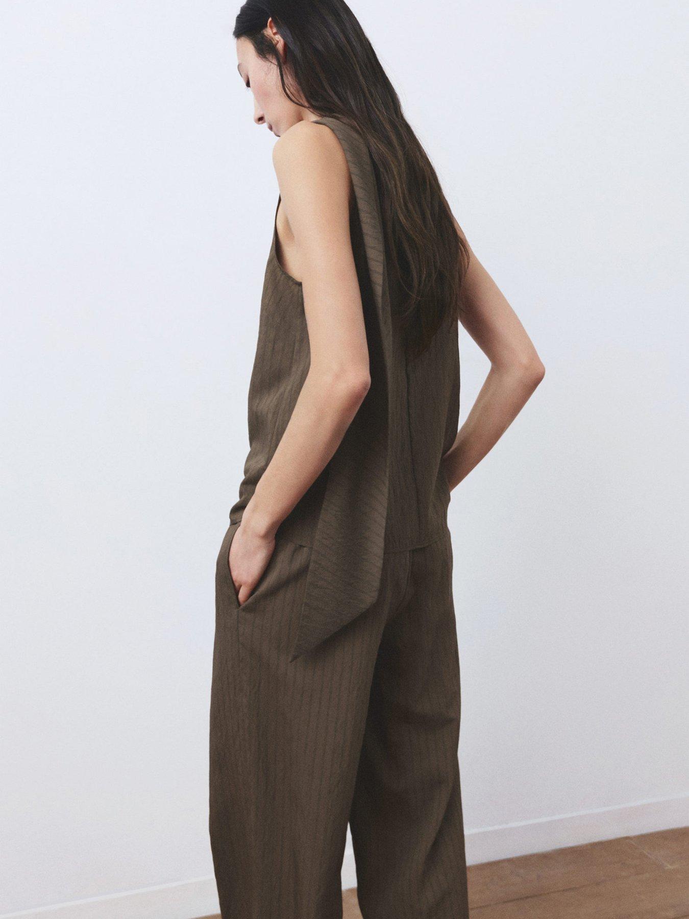 Image 3 of 7 of Mango Striped Foulard Top - Brown