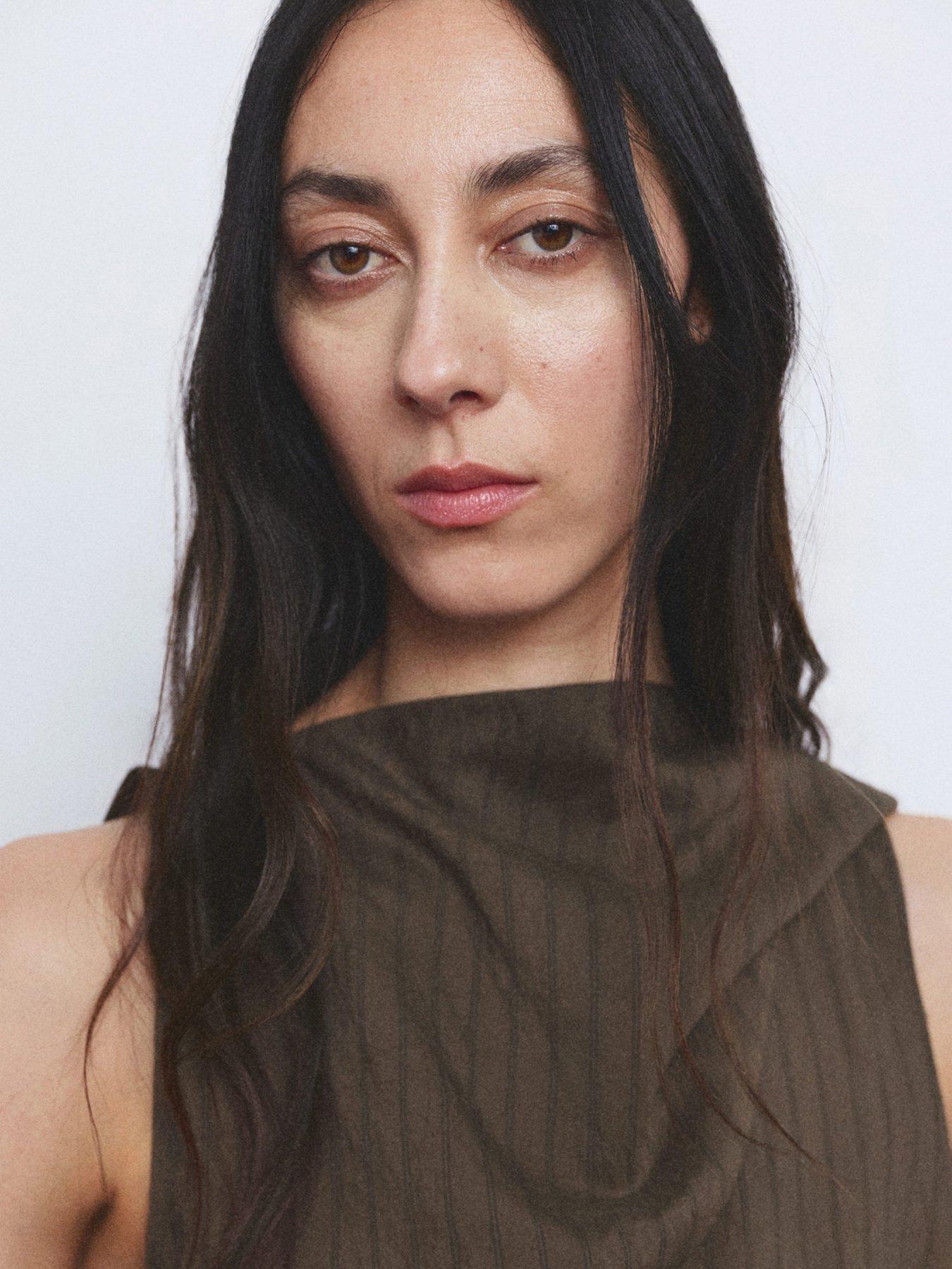 Image 5 of 7 of Mango Striped Foulard Top - Brown