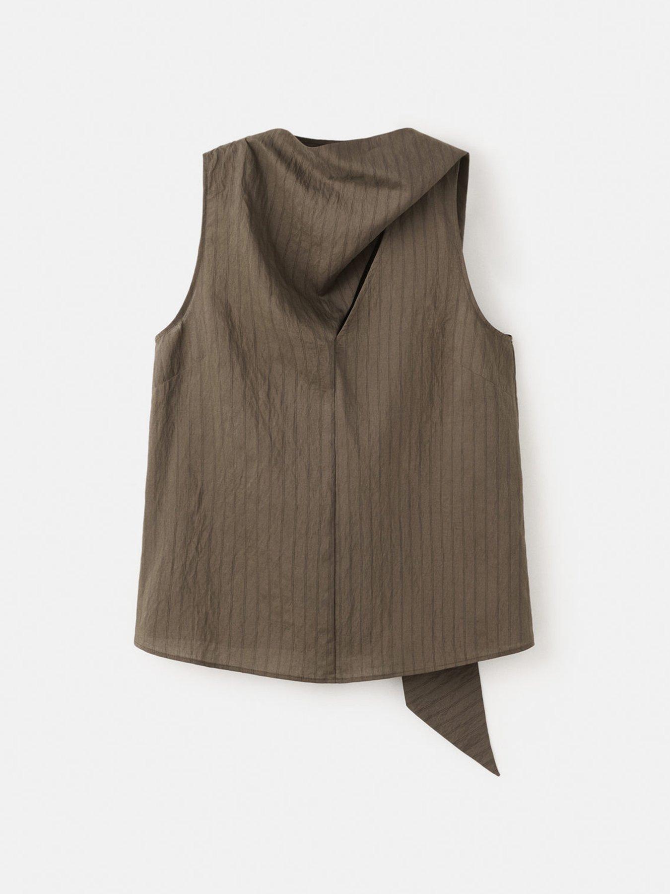 Image 7 of 7 of Mango Striped Foulard Top - Brown