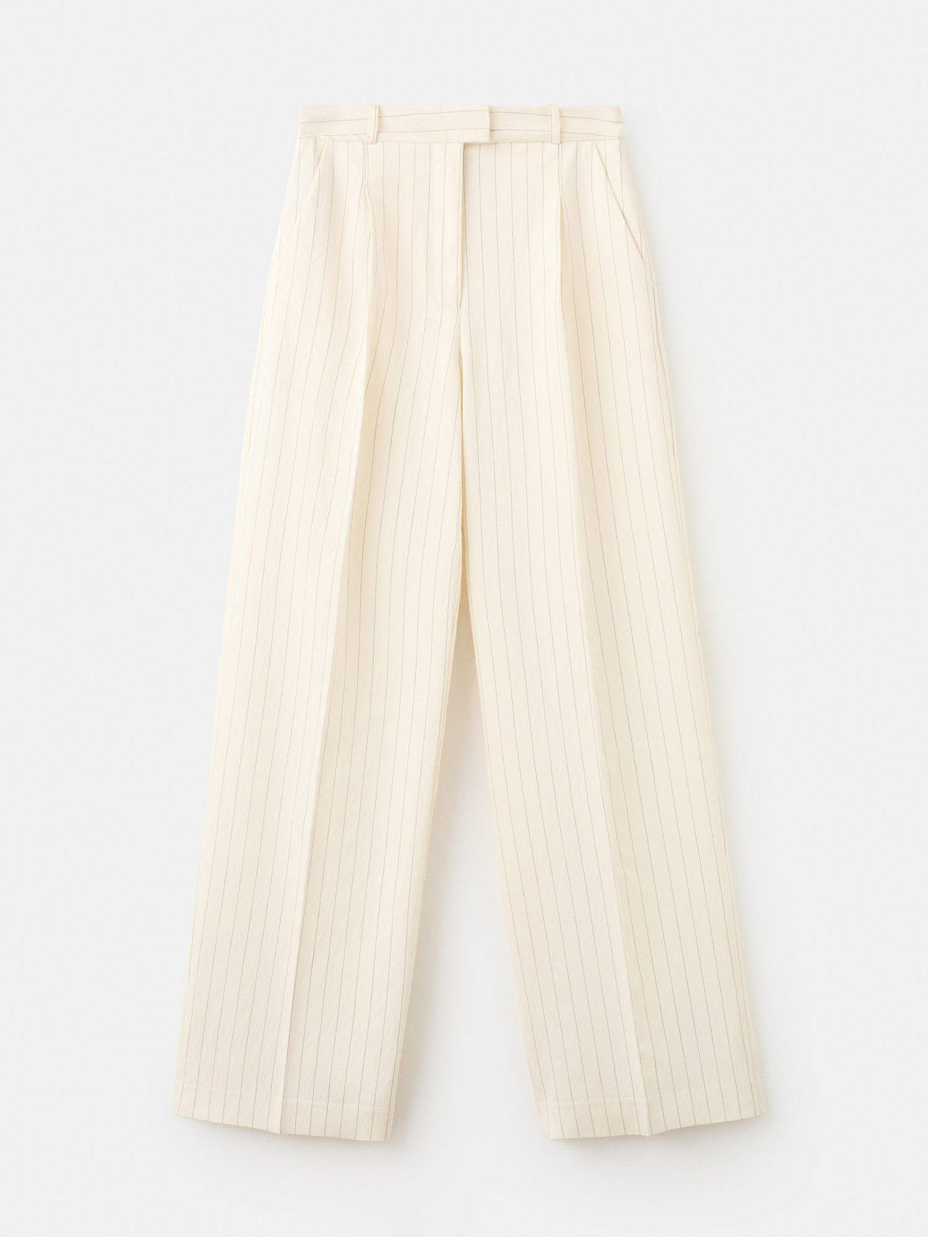 Image 6 of 7 of Mango Pinstripe Suit Trousers - White