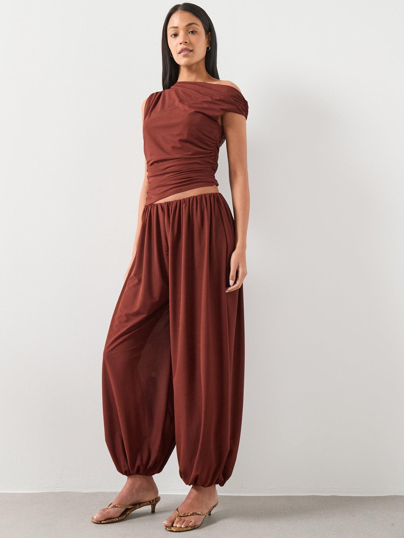 Image 5 of 5 of Mango Corini Harem Trousers - Red
