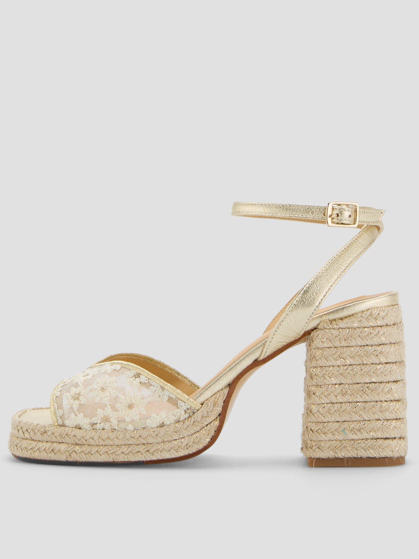 CASTANER Flower Emboridered Heeled Sandals - White