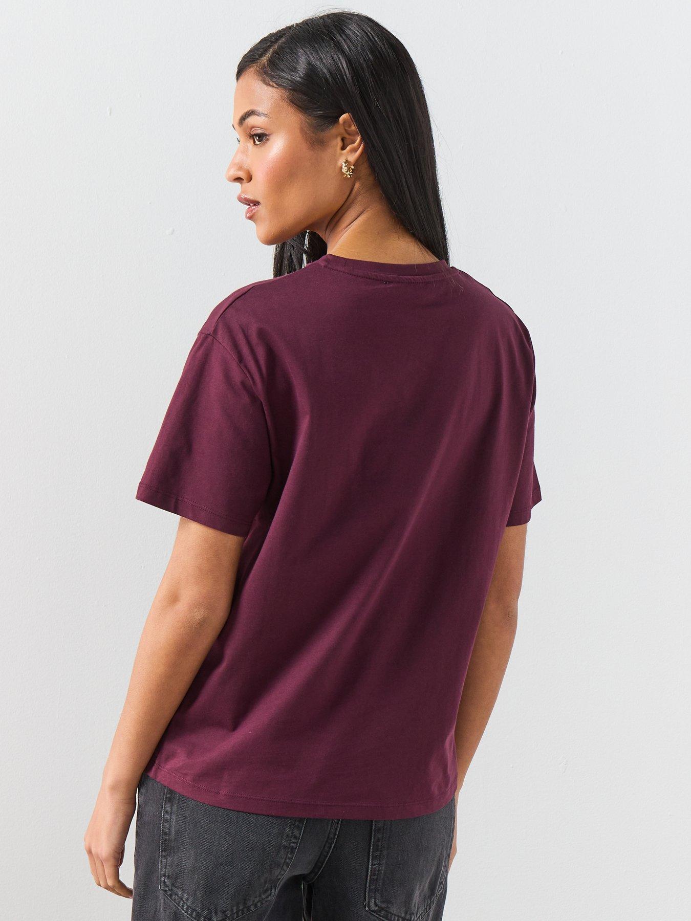 Image 2 of 6 of Mango Floral-Embroidered Cotton T-Shirt - Red