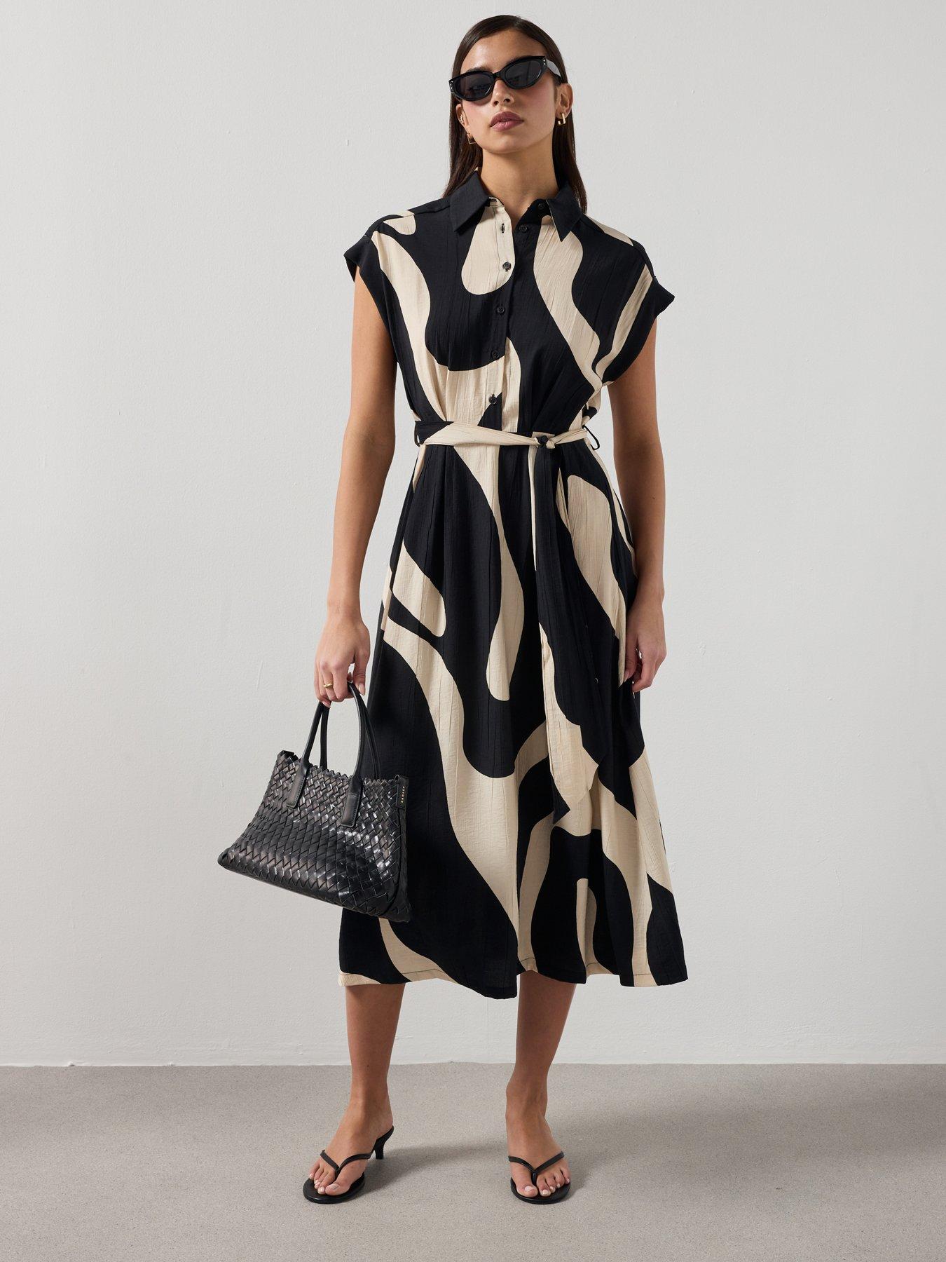 Image 3 of 6 of Mango Printed Shirt Dress - Black