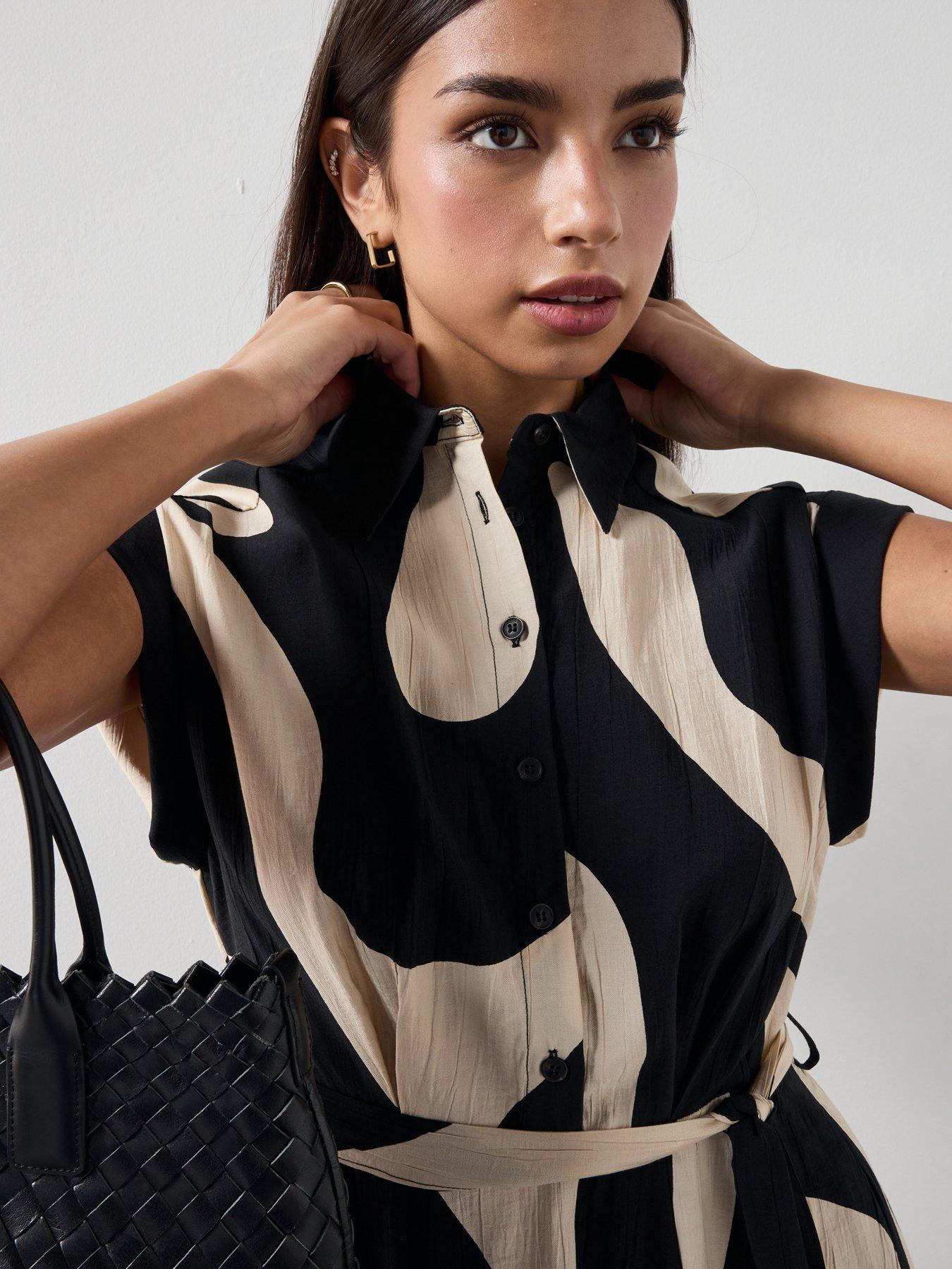 Image 4 of 6 of Mango Printed Shirt Dress - Black