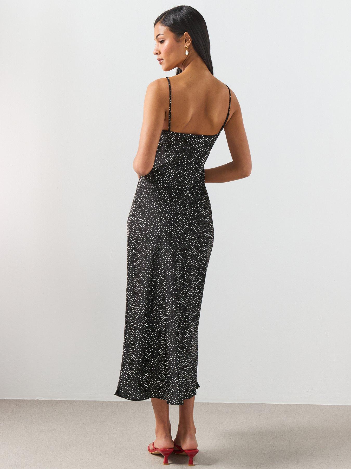 Image 2 of 6 of Mango Polka Dot Lace Dress - Black