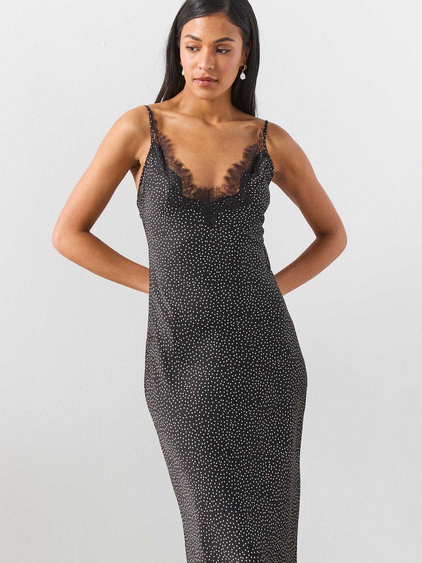 Image 6 of 6 of Mango Polka Dot Lace Dress - Black
