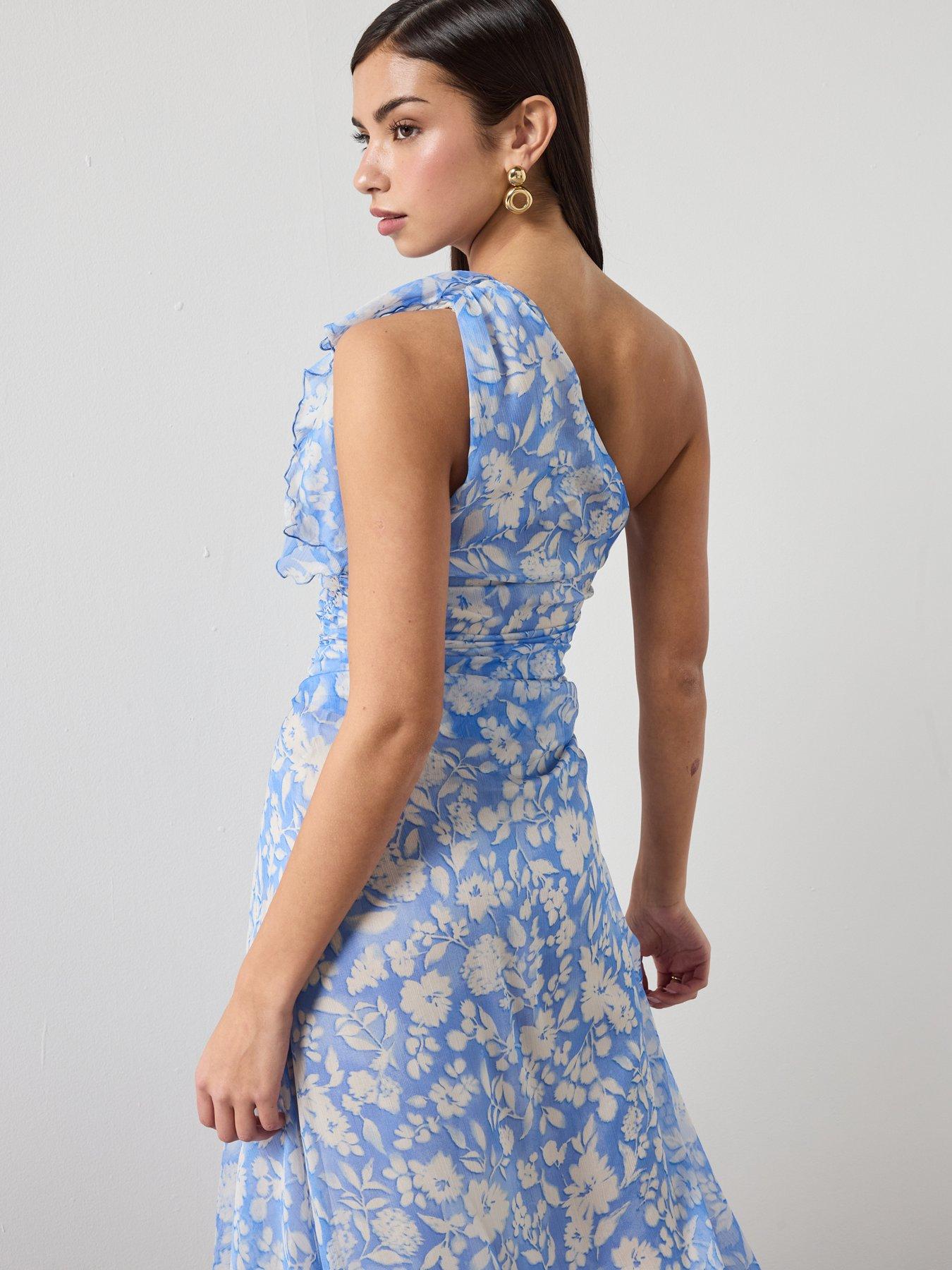 mango-floral-dress-with-asymmetrical-neckline-bluestillFront