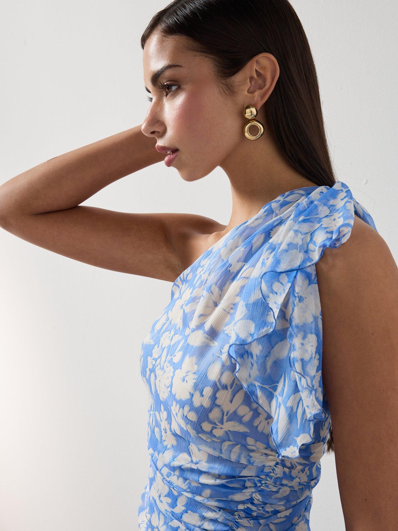 mango-floral-dress-with-asymmetrical-neckline-blueoutfit