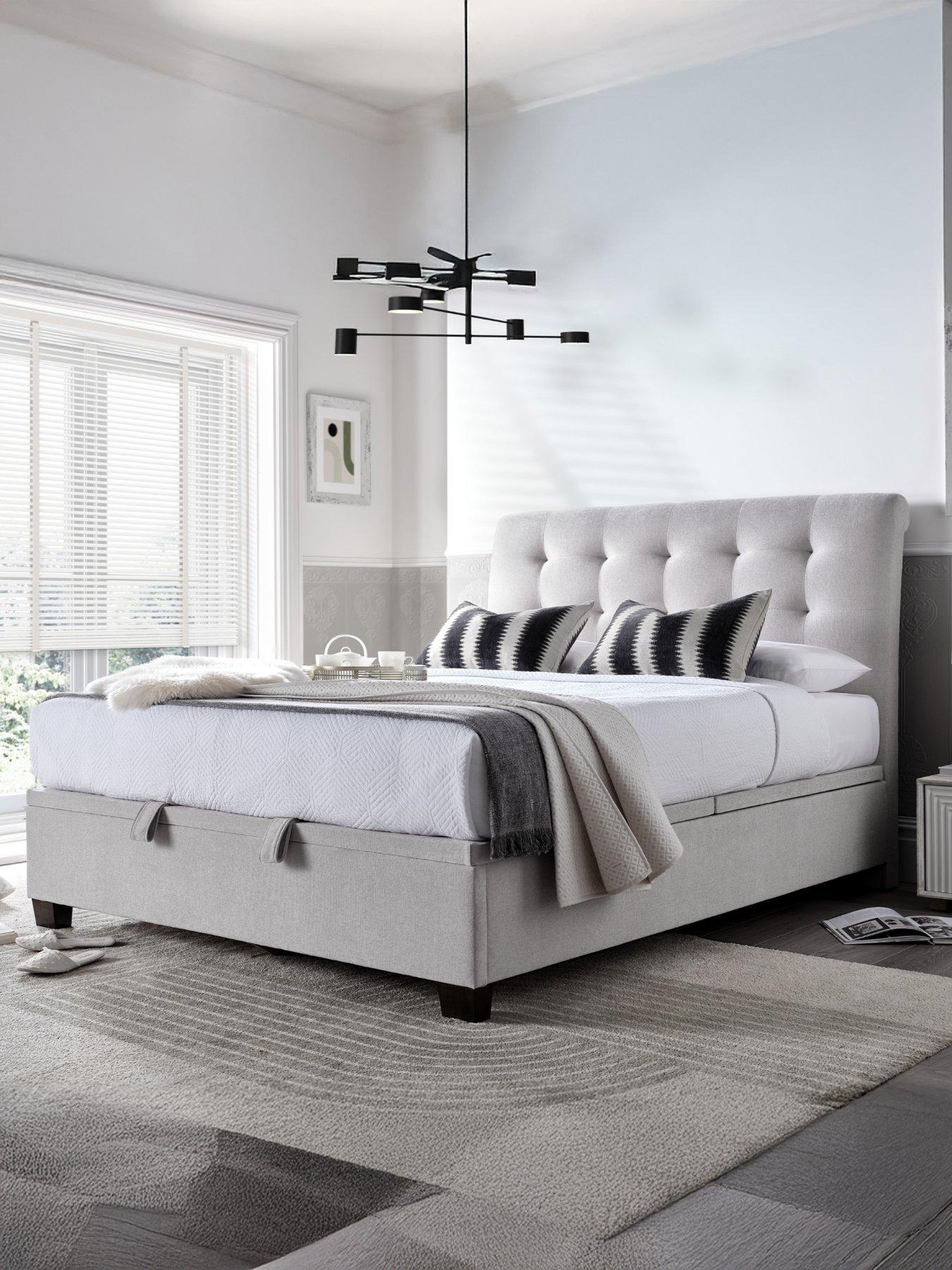 The Very Collection Faroe End Lift Up Storage Ottoman With Airsprung Mattress Options (Buy  &  SAVE!) - Cream