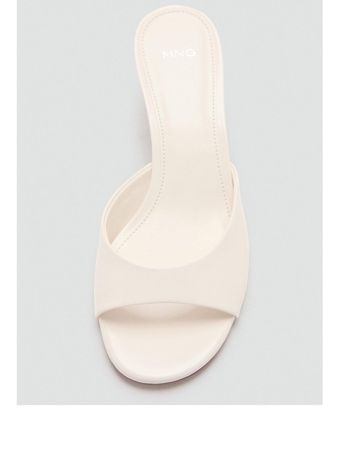 Image 3 of 4 of Mango Pointed Kitten Heel Sandals - Ecru