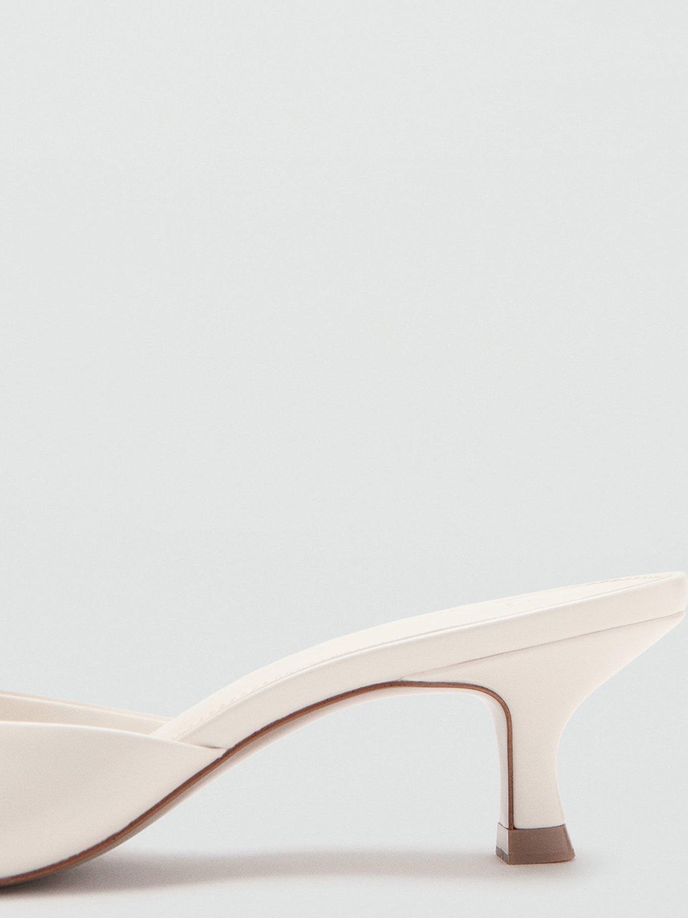 Image 4 of 4 of Mango Pointed Kitten Heel Sandals - Ecru